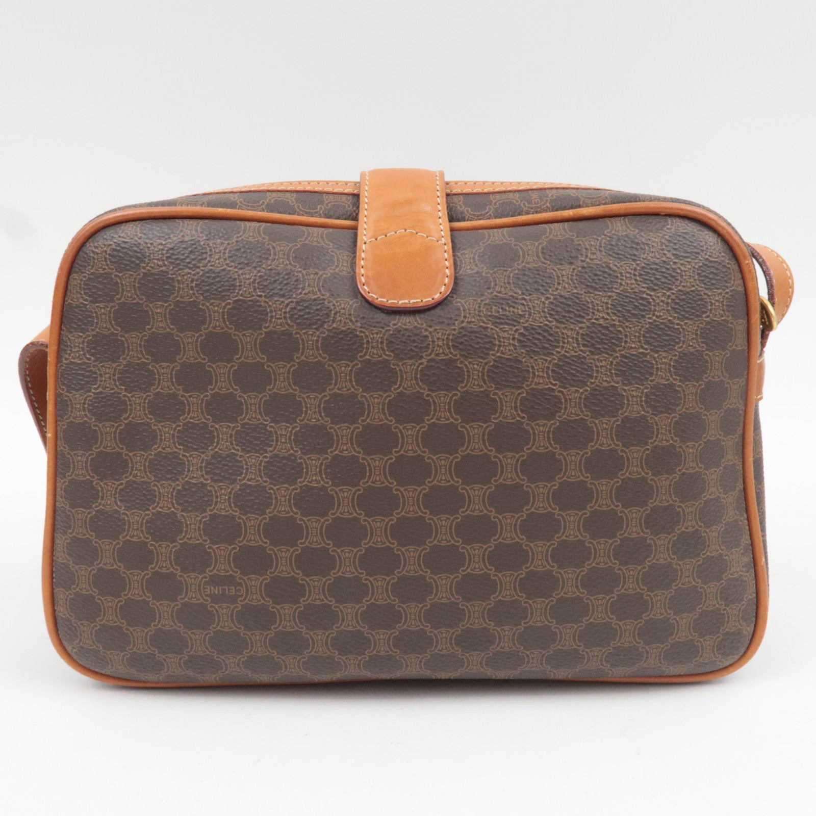 CELINE Macadam PVC Leather Shoulder Bag Brown