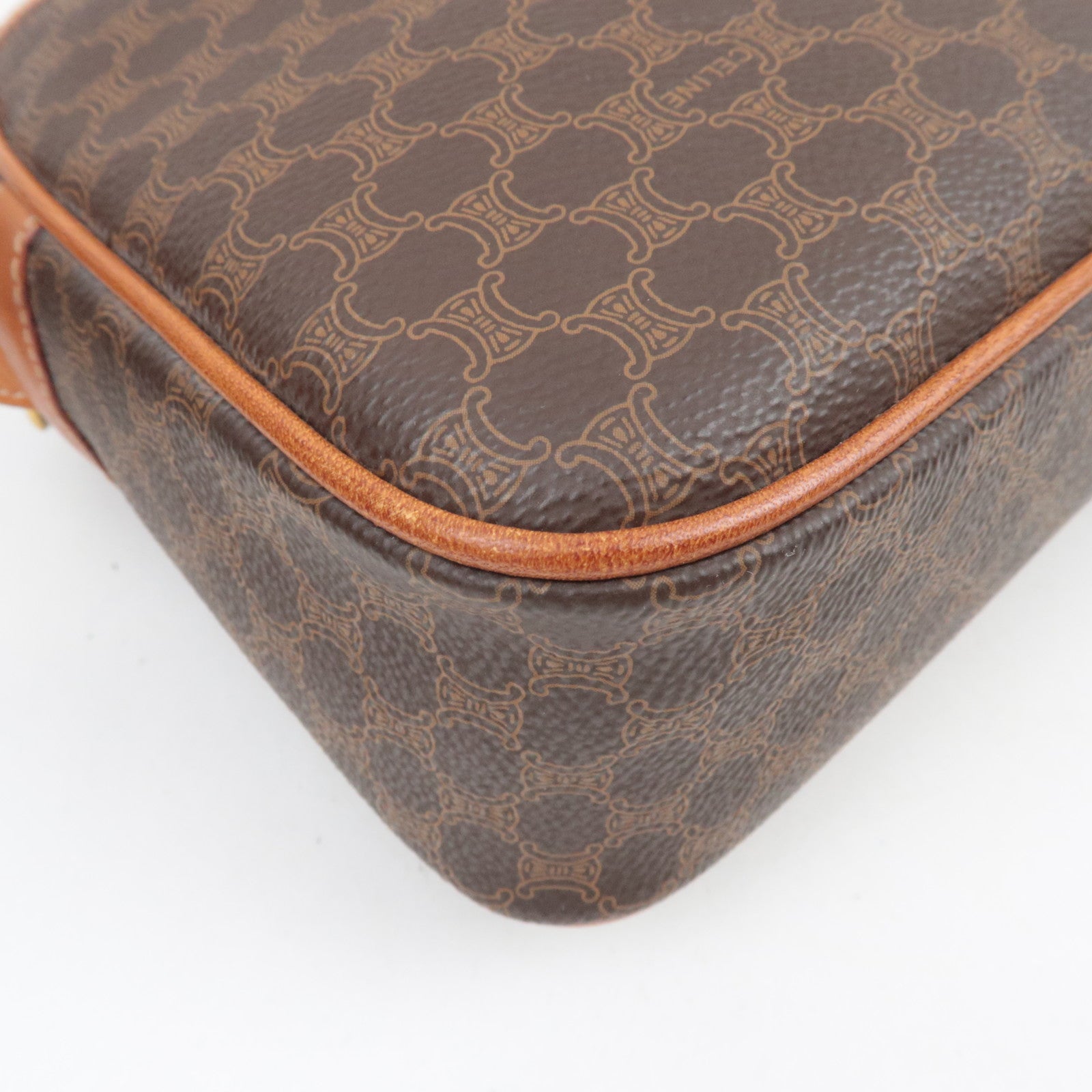 CELINE Macadam PVC Leather Shoulder Bag Brown