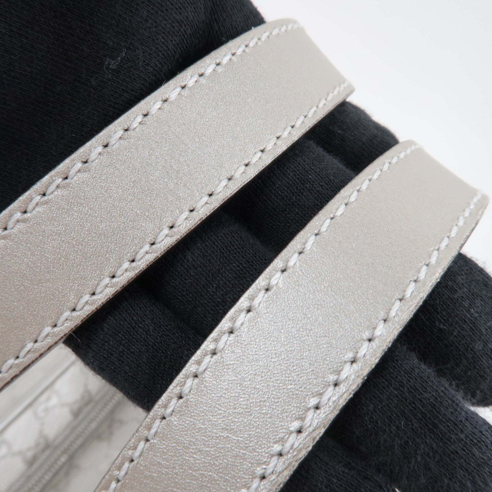 GUCCI GG Imprime Leather Tote Bag Silver 211138