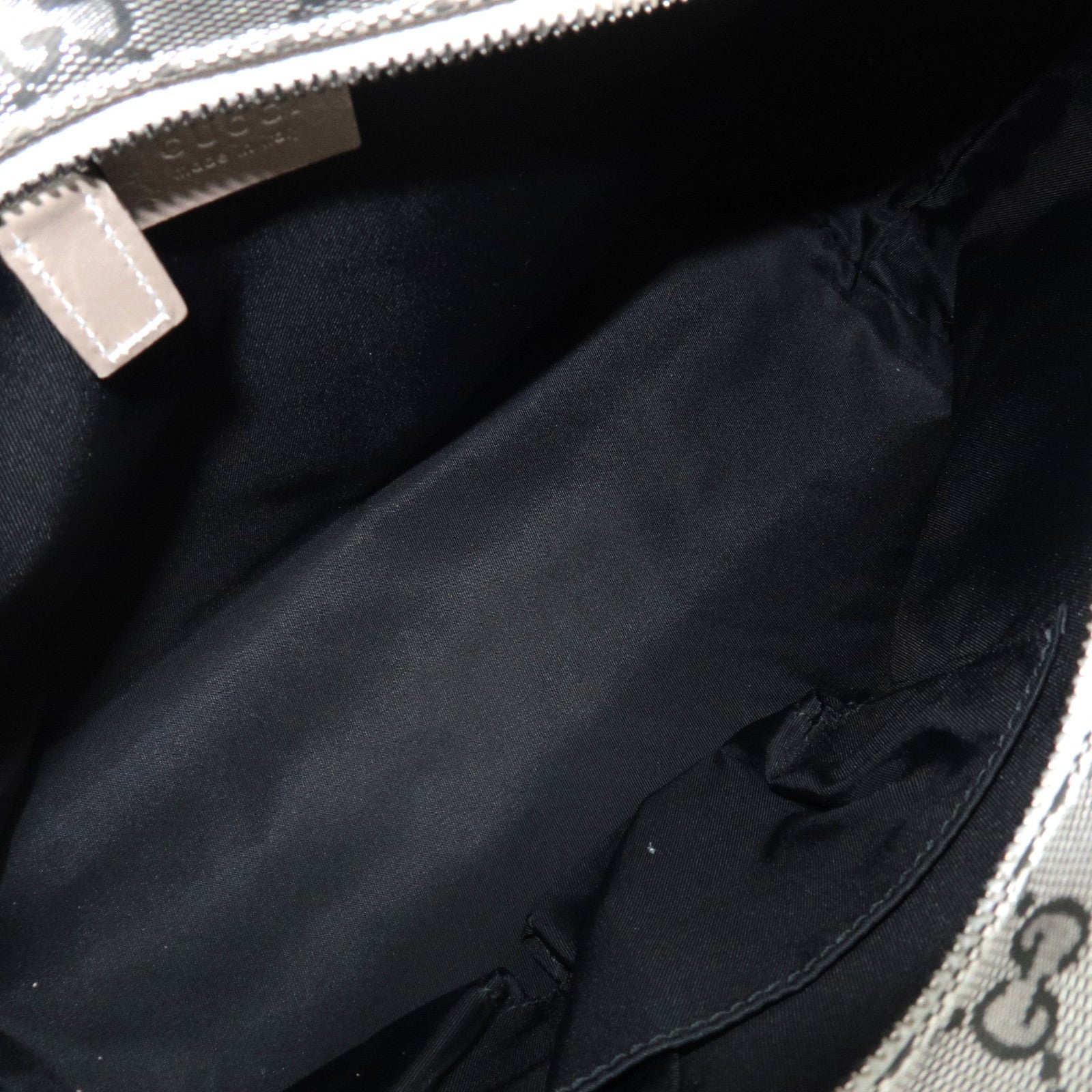 GUCCI GG Imprime Leather Tote Bag Silver 211138