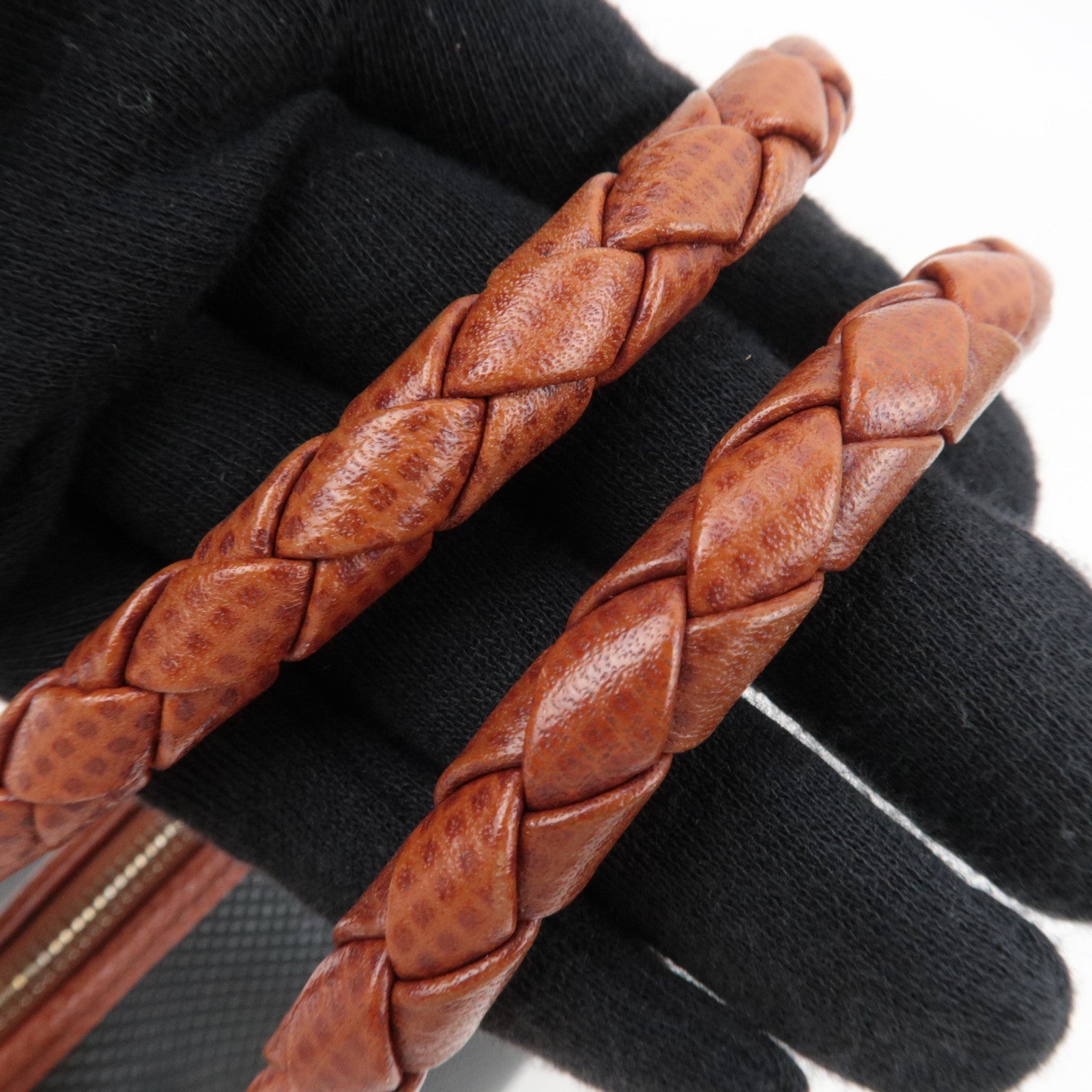 BOTTEGA VENETA Intrecciato Marco Polo Vintage Leather Handbag Black Brown