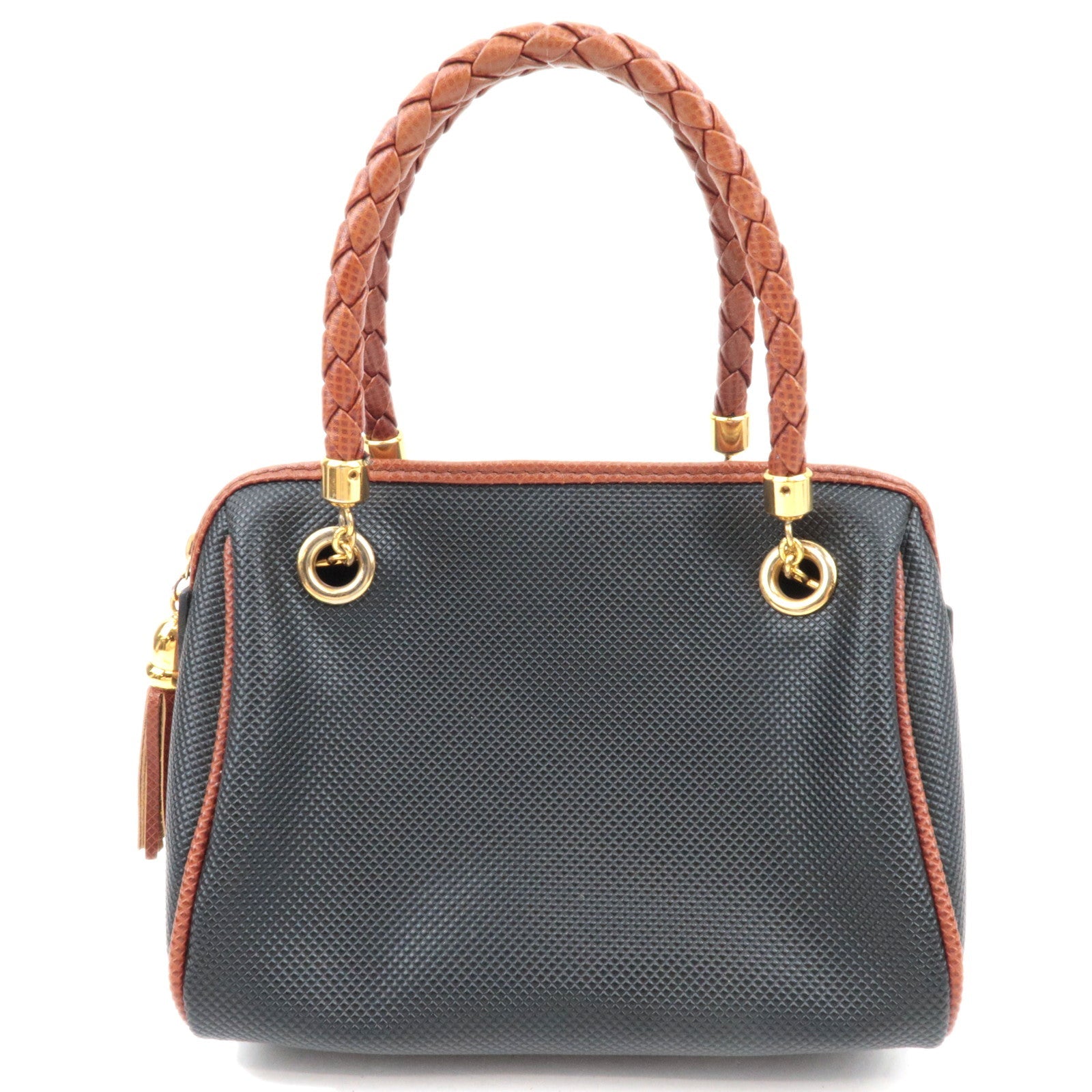 BOTTEGA VENETA Intrecciato Marco Polo Vintage Leather Handbag Black Brown83989