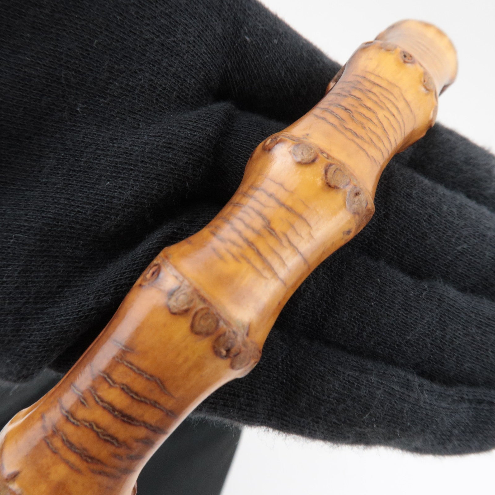 GUCCI Bamboo Nylon Canvas Patent Leather Shoulder Bag Black 000.1956.0531