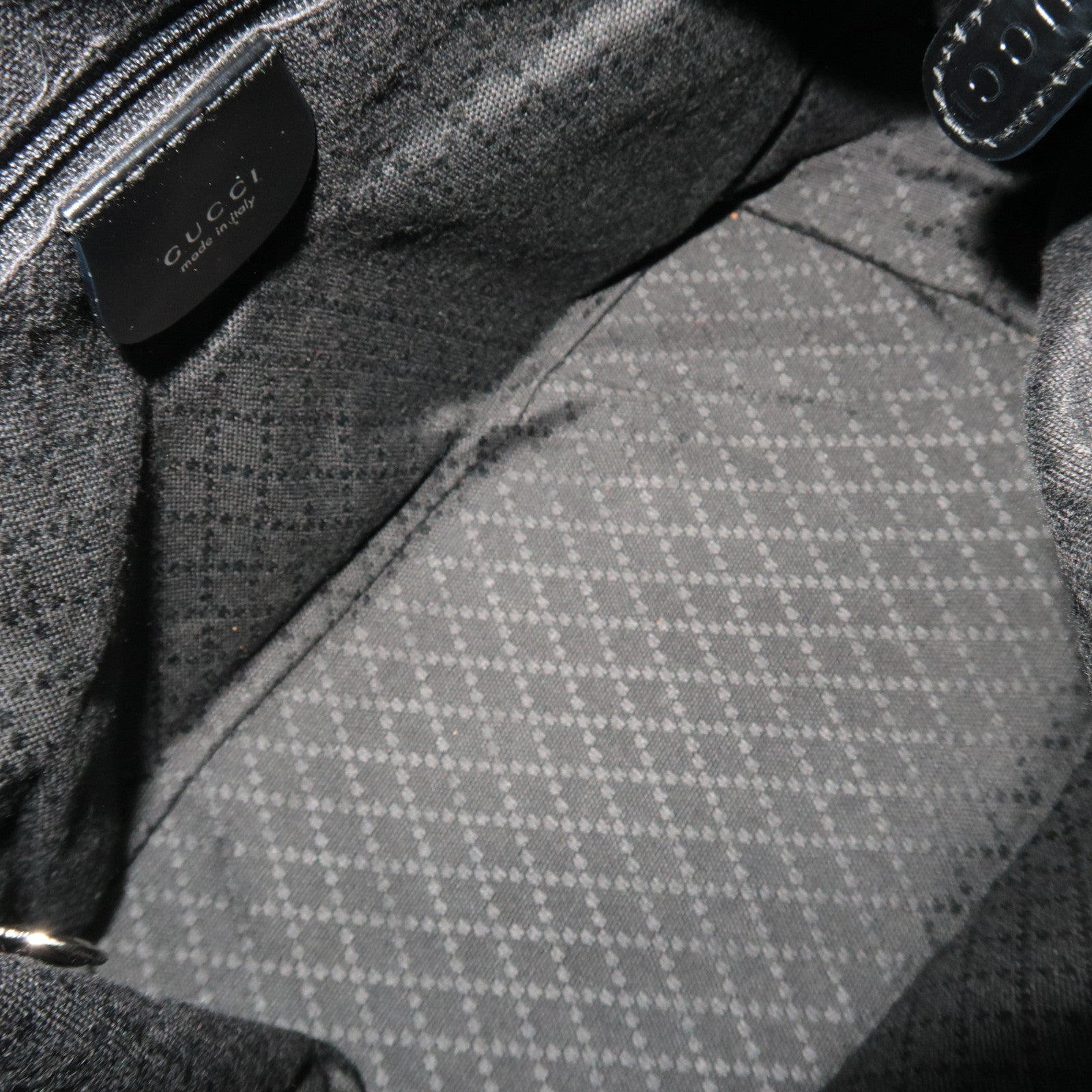 GUCCI Bamboo Nylon Canvas Patent Leather Shoulder Bag Black 000.1956.0531