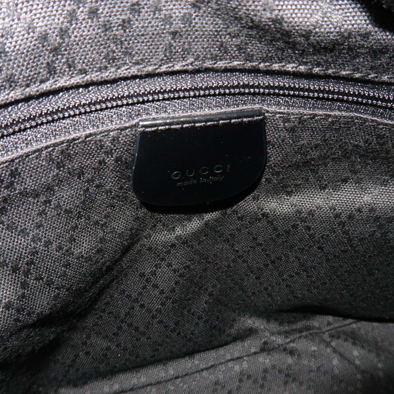 GUCCI Bamboo Nylon Canvas Patent Leather Shoulder Bag Black 000.1956.0531