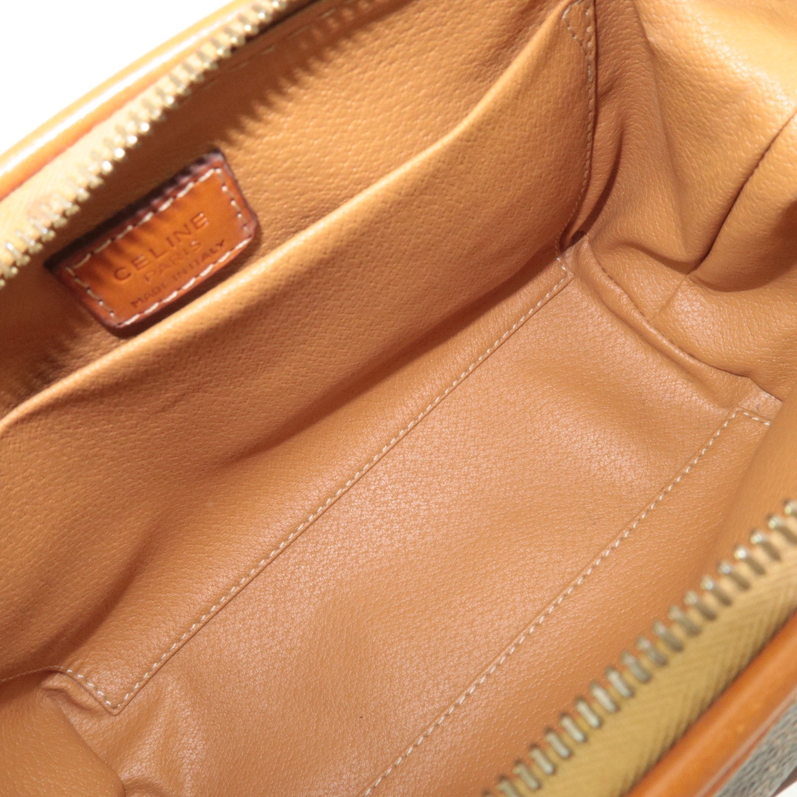 CELINE Macadam PVC Leather Cosmetic Pouch Brown