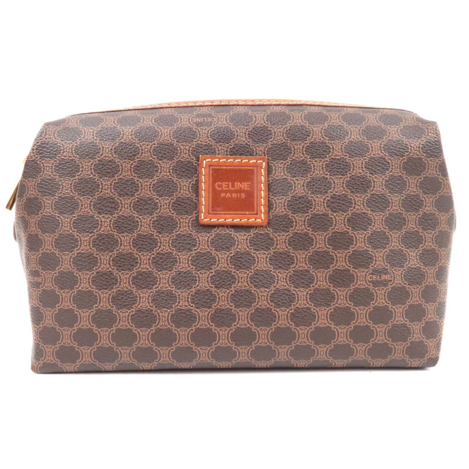 CELINE Macadam PVC Leather Cosmetic Pouch Brown83996