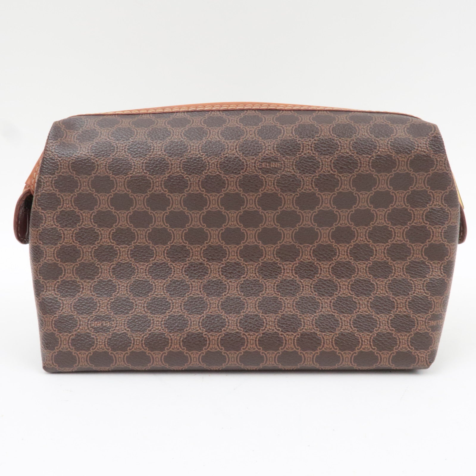 CELINE Macadam PVC Leather Cosmetic Pouch Brown