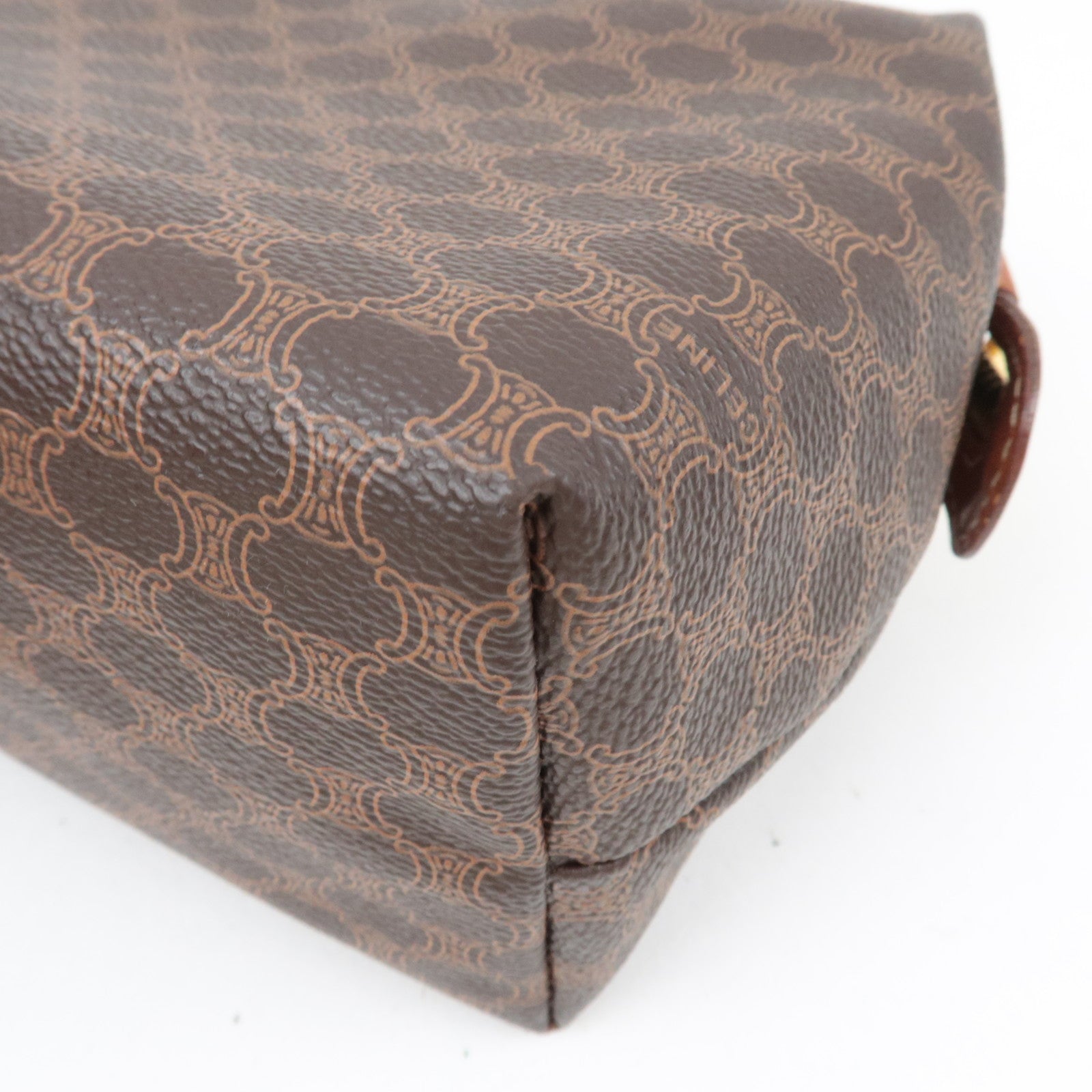 CELINE Macadam PVC Leather Cosmetic Pouch Brown