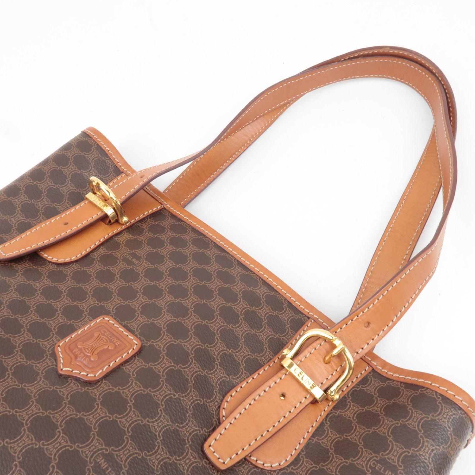 CELINE Macadam PVC Leather Tote Bag Brown