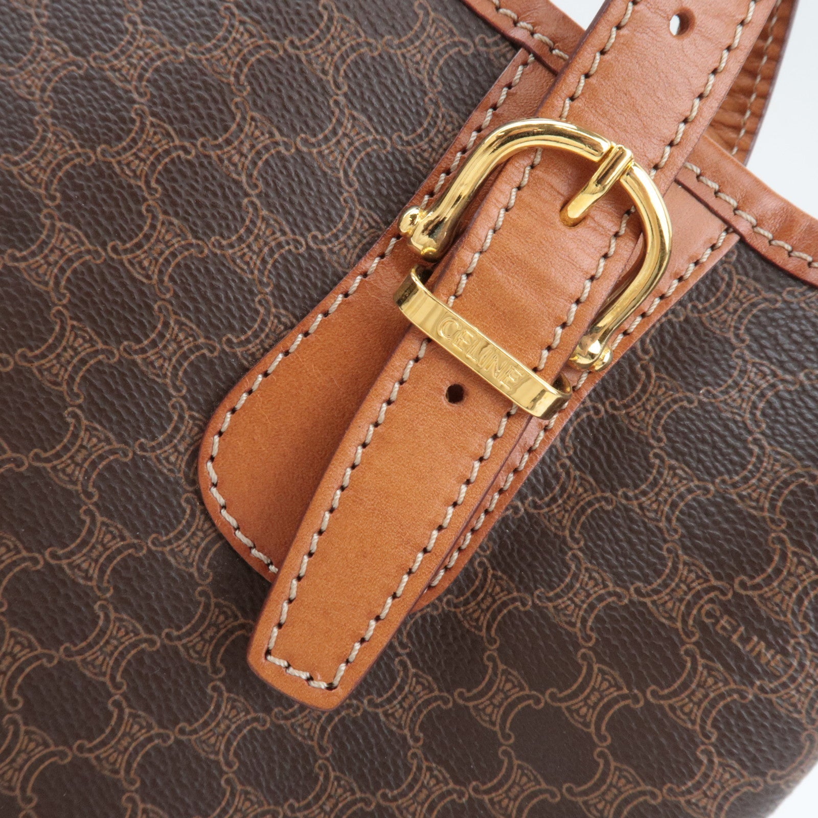 CELINE Macadam PVC Leather Tote Bag Brown