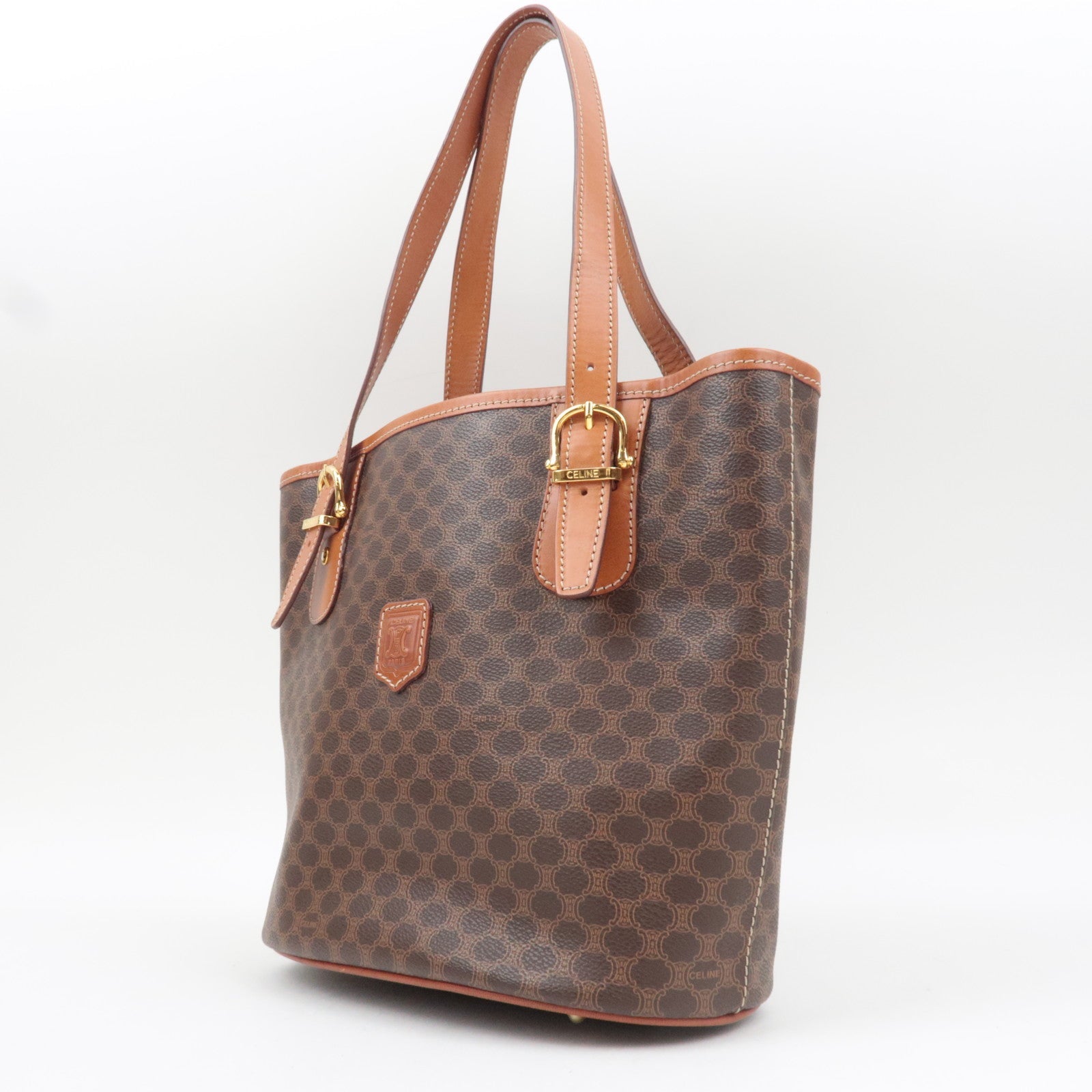 CELINE Macadam PVC Leather Tote Bag Brown