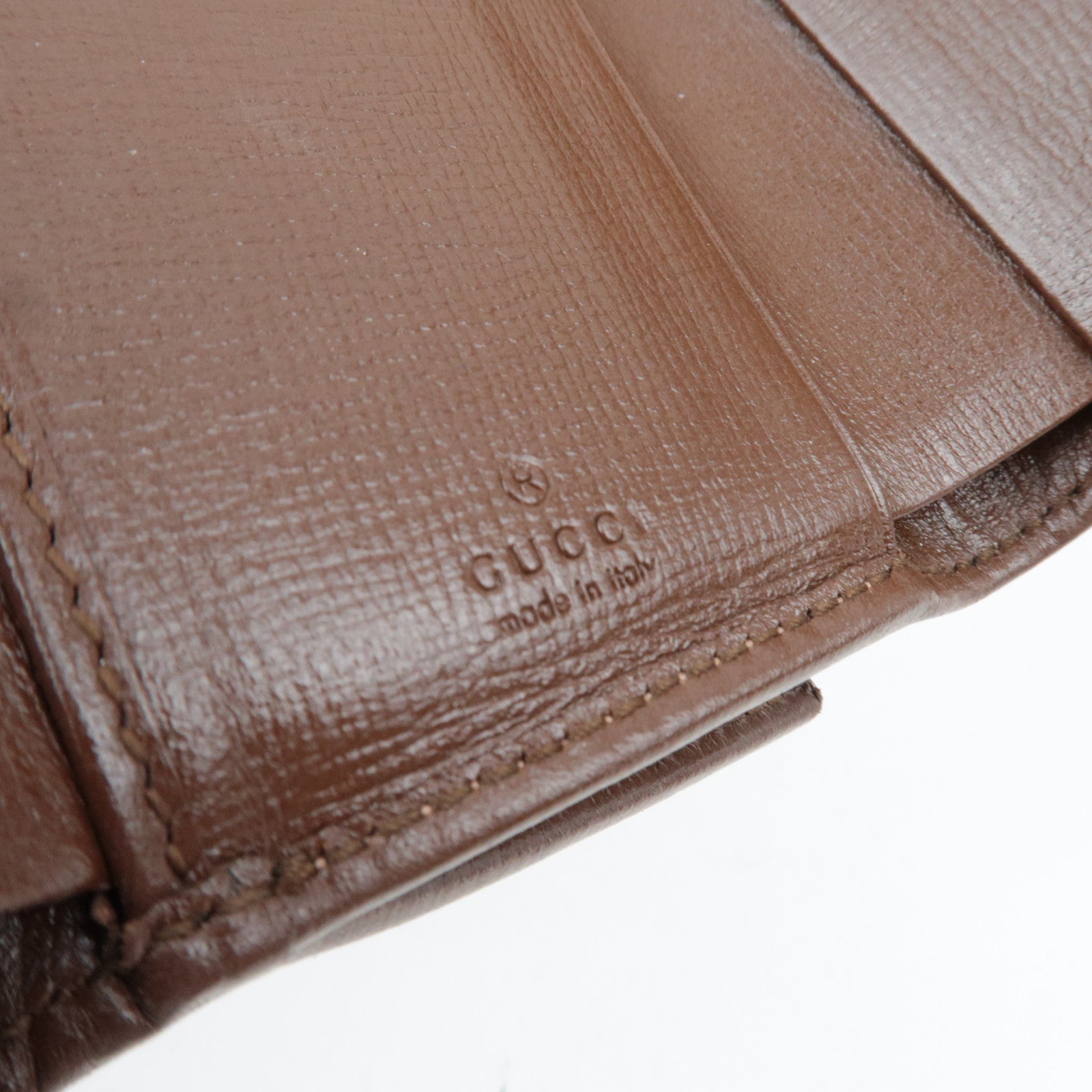 GUCCI Horsebit GG Supreme Leather Trifold Wallet Beige Brown 644462