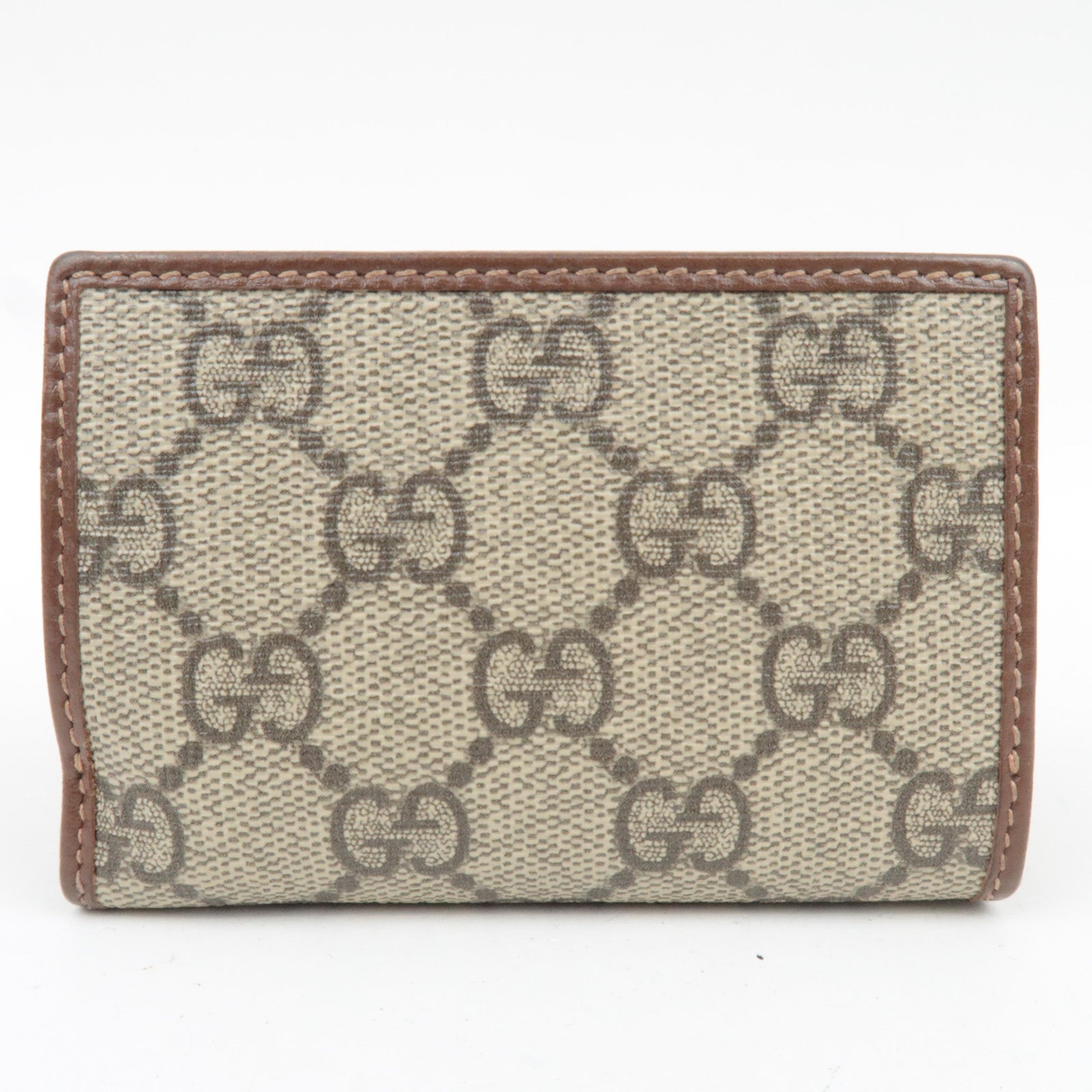 GUCCI Horsebit GG Supreme Leather Trifold Wallet Beige Brown 644462