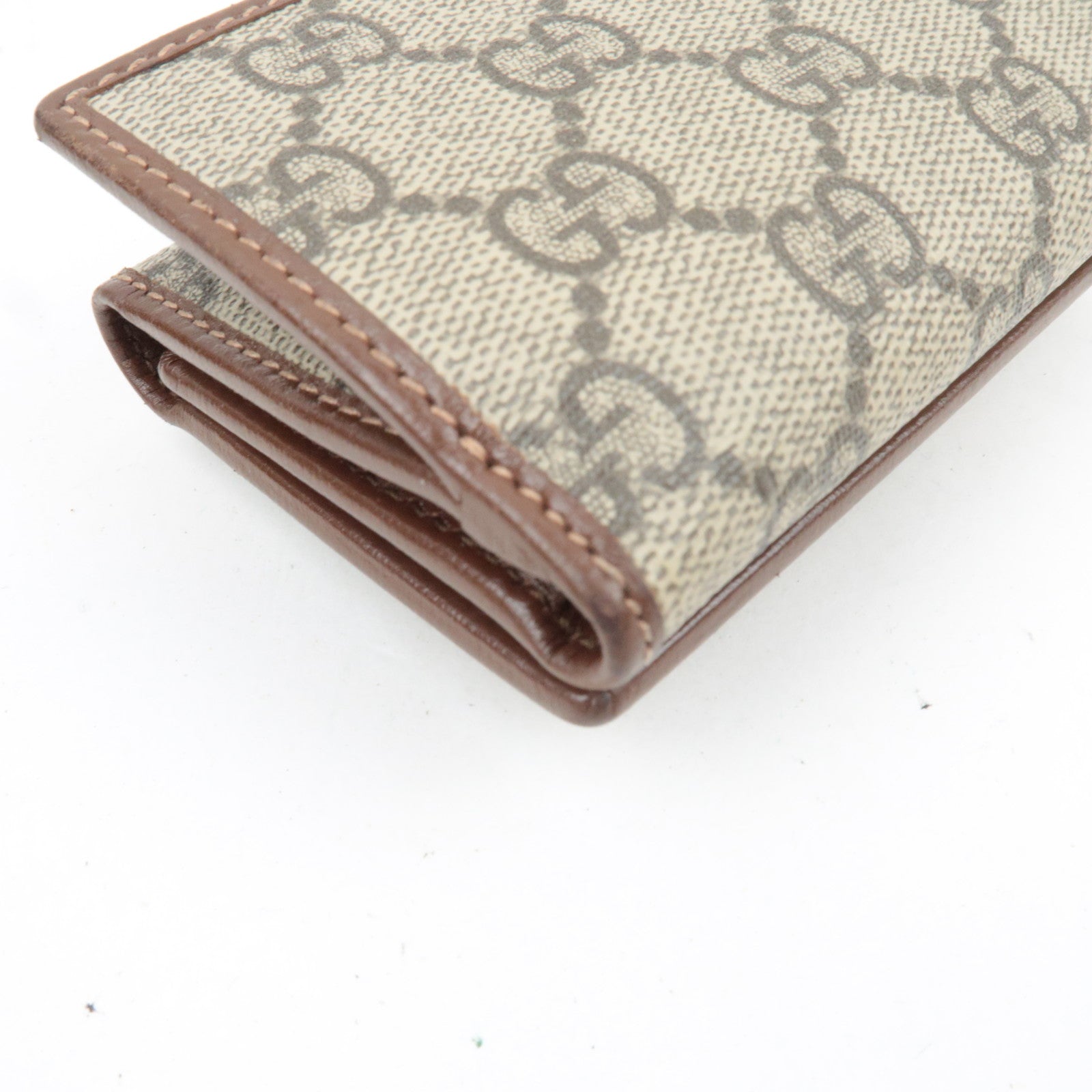 GUCCI Horsebit GG Supreme Leather Trifold Wallet Beige Brown 644462