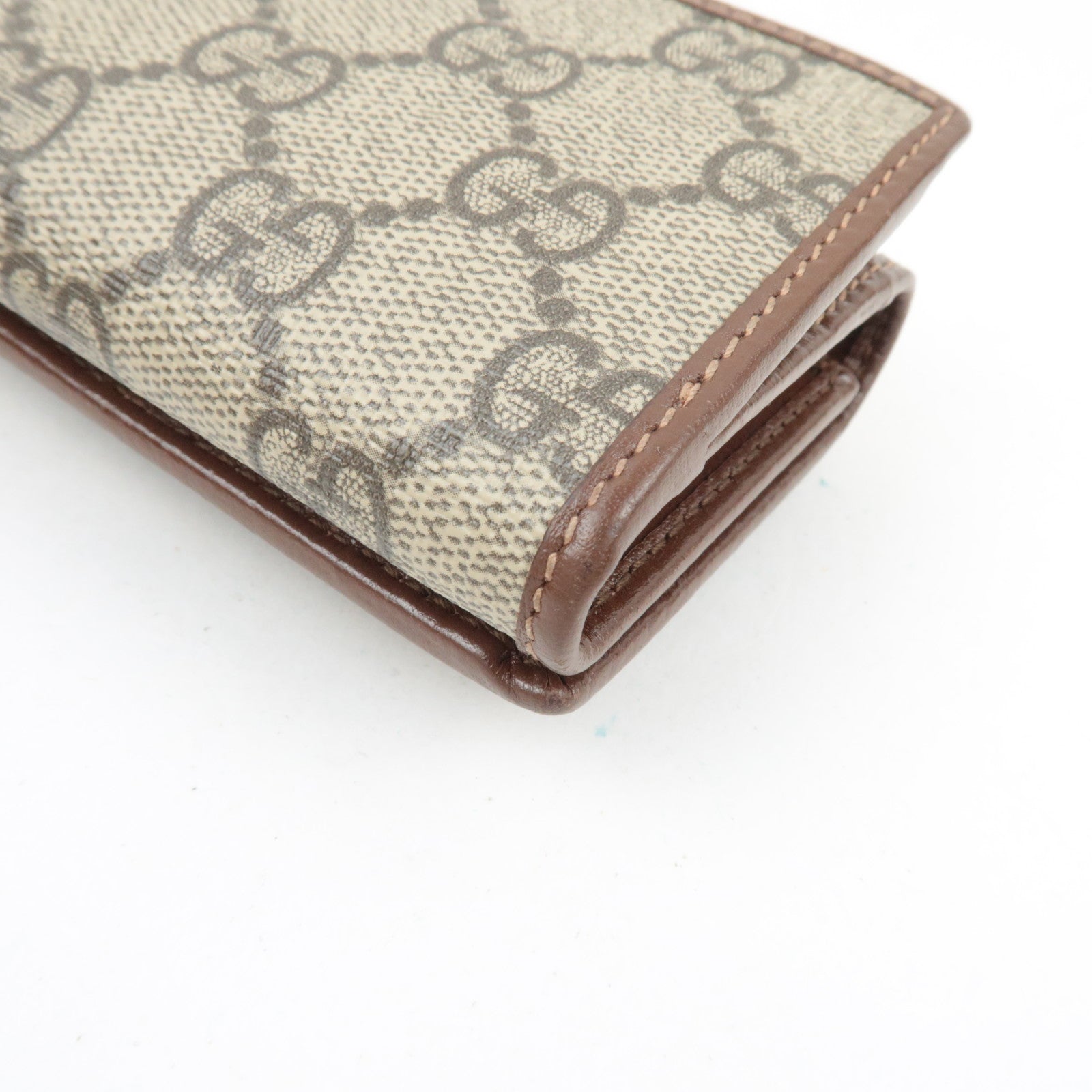 GUCCI Horsebit GG Supreme Leather Trifold Wallet Beige Brown 644462