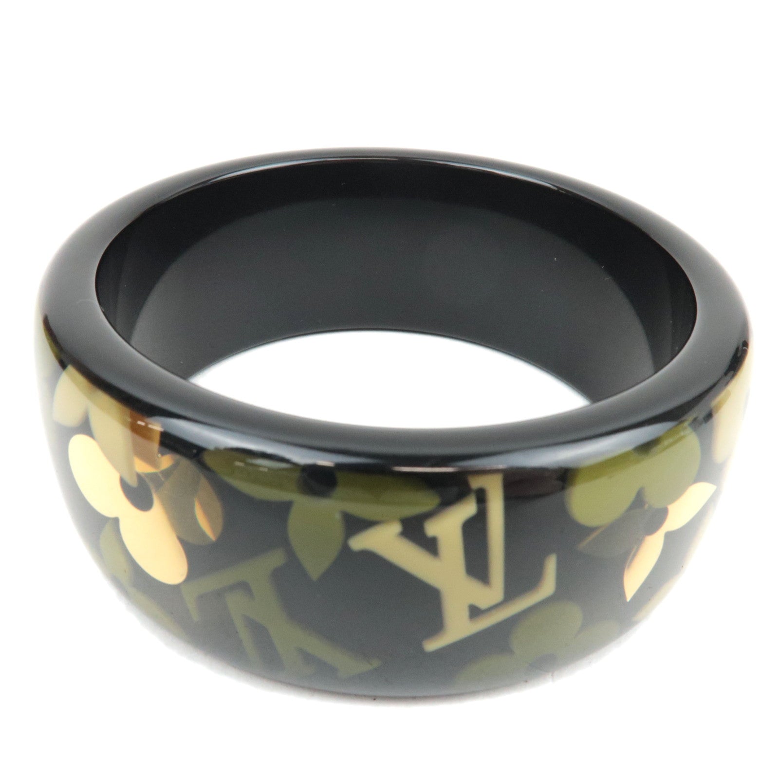 Louis Vuitton Monogram Flower Bracelet Farandole Resin Bangle Black Khaki M6563884014