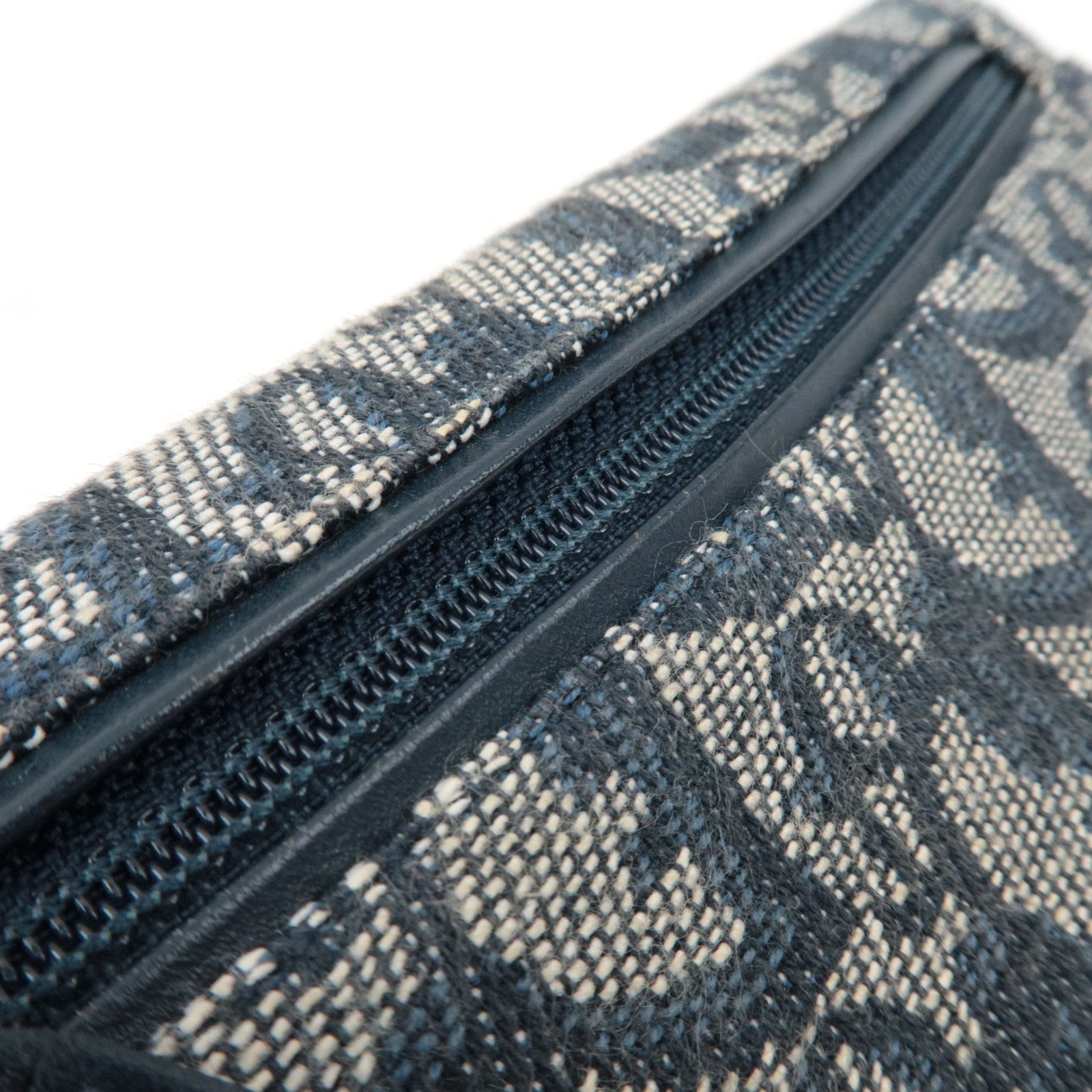 Christian Dior Trotter Canvas Leather Tri-Fold Long Wallet Navy *Box, Dust bag, G card