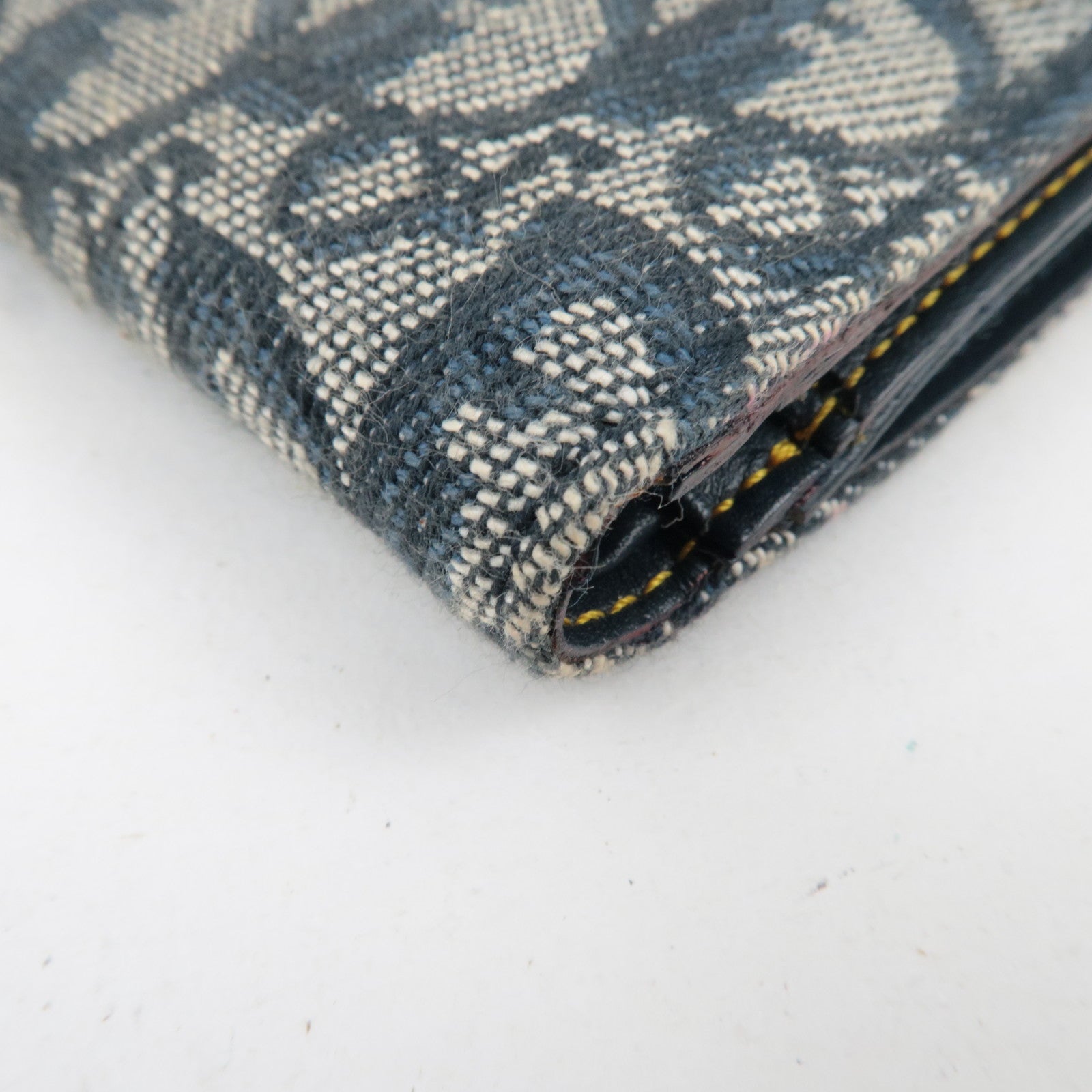 Christian Dior Trotter Canvas Leather Tri-Fold Long Wallet Navy *Box, Dust bag, G card