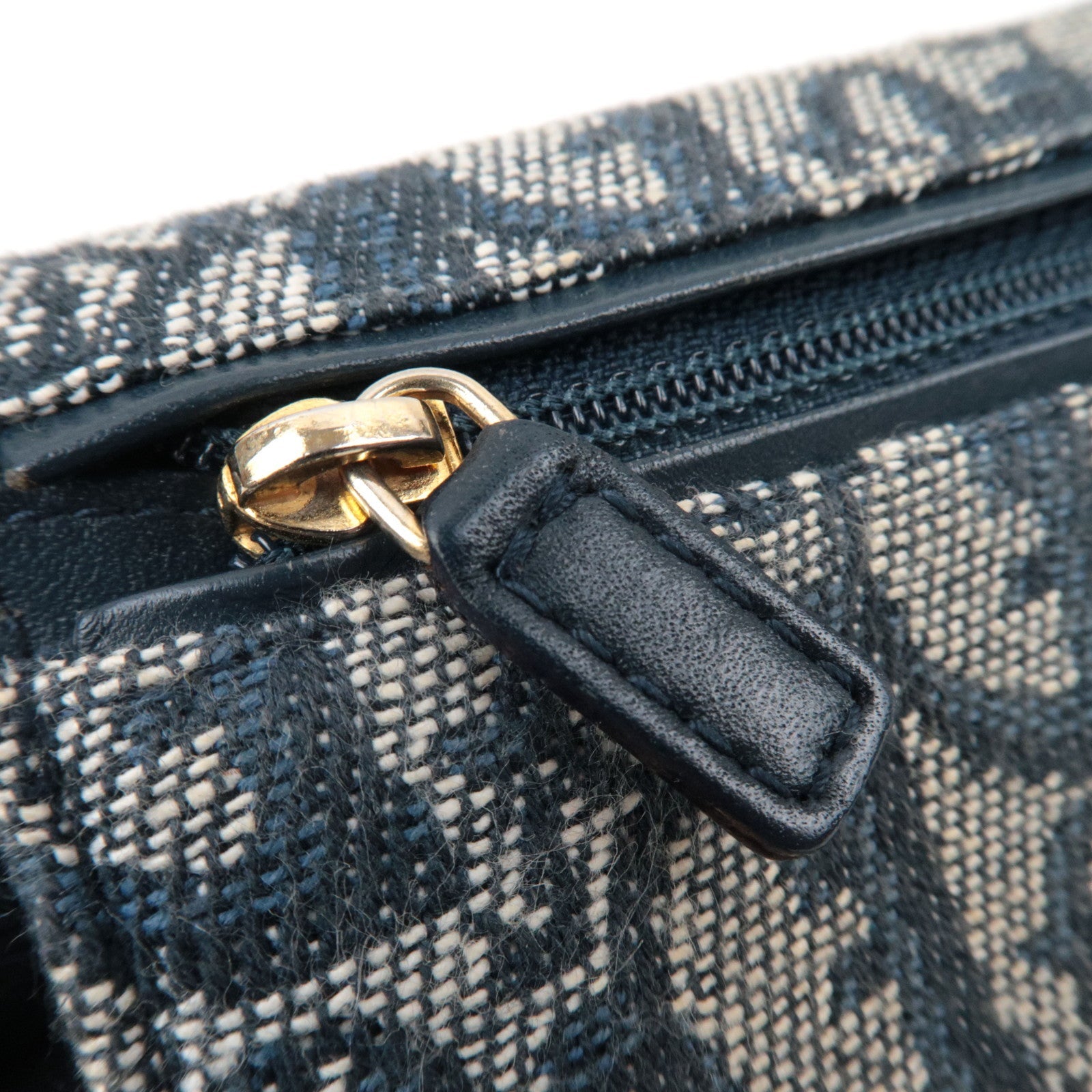 Christian Dior Trotter Canvas Leather Tri-Fold Long Wallet Navy *Box, Dust bag, G card