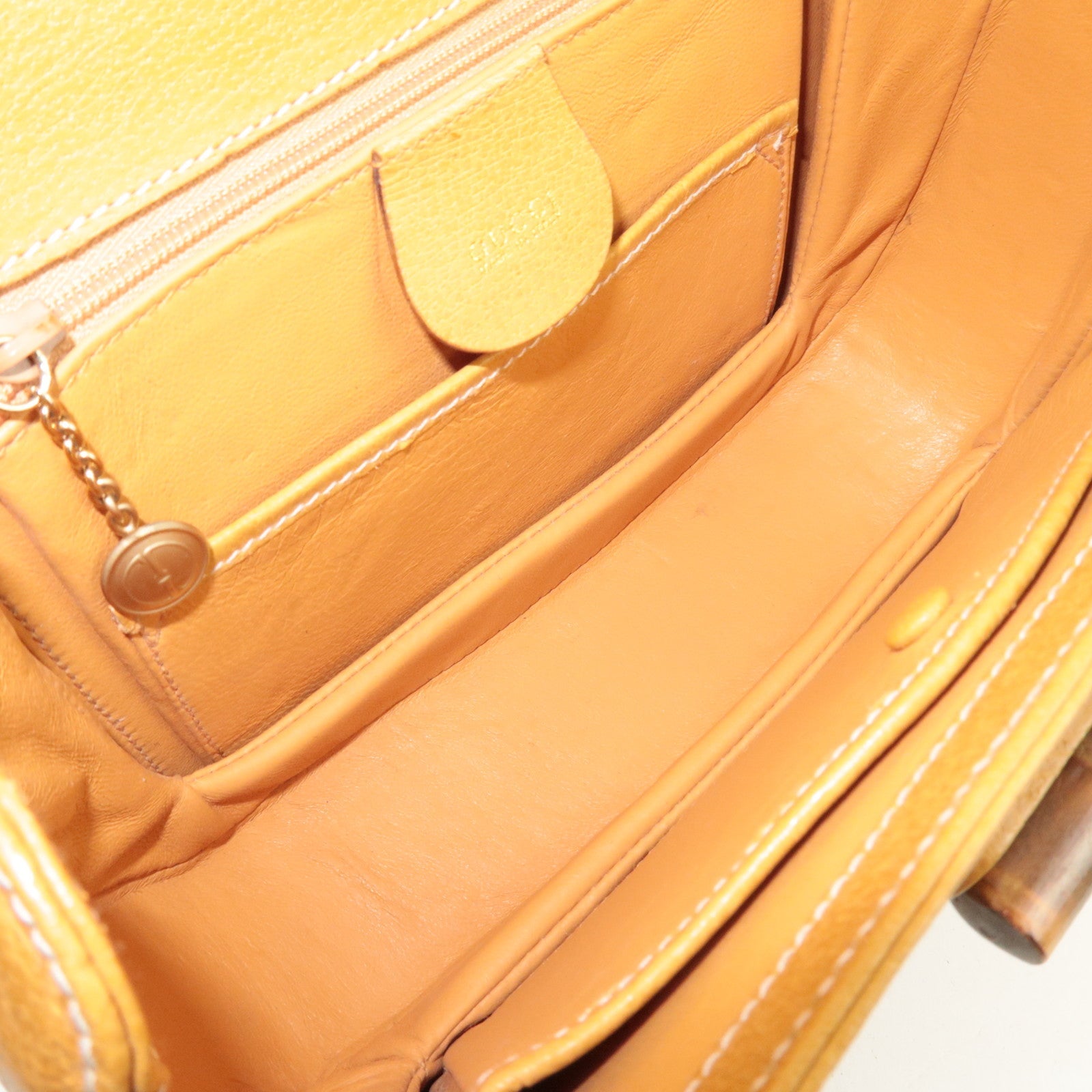 GUCCI Bamboo 2Way Leather Shoulder Bag Beige 000.1014.0188 *Strap