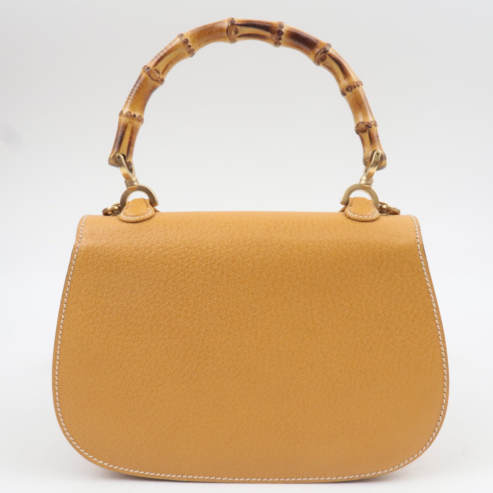 GUCCI Bamboo 2Way Leather Shoulder Bag Beige 000.1014.0188 *Strap