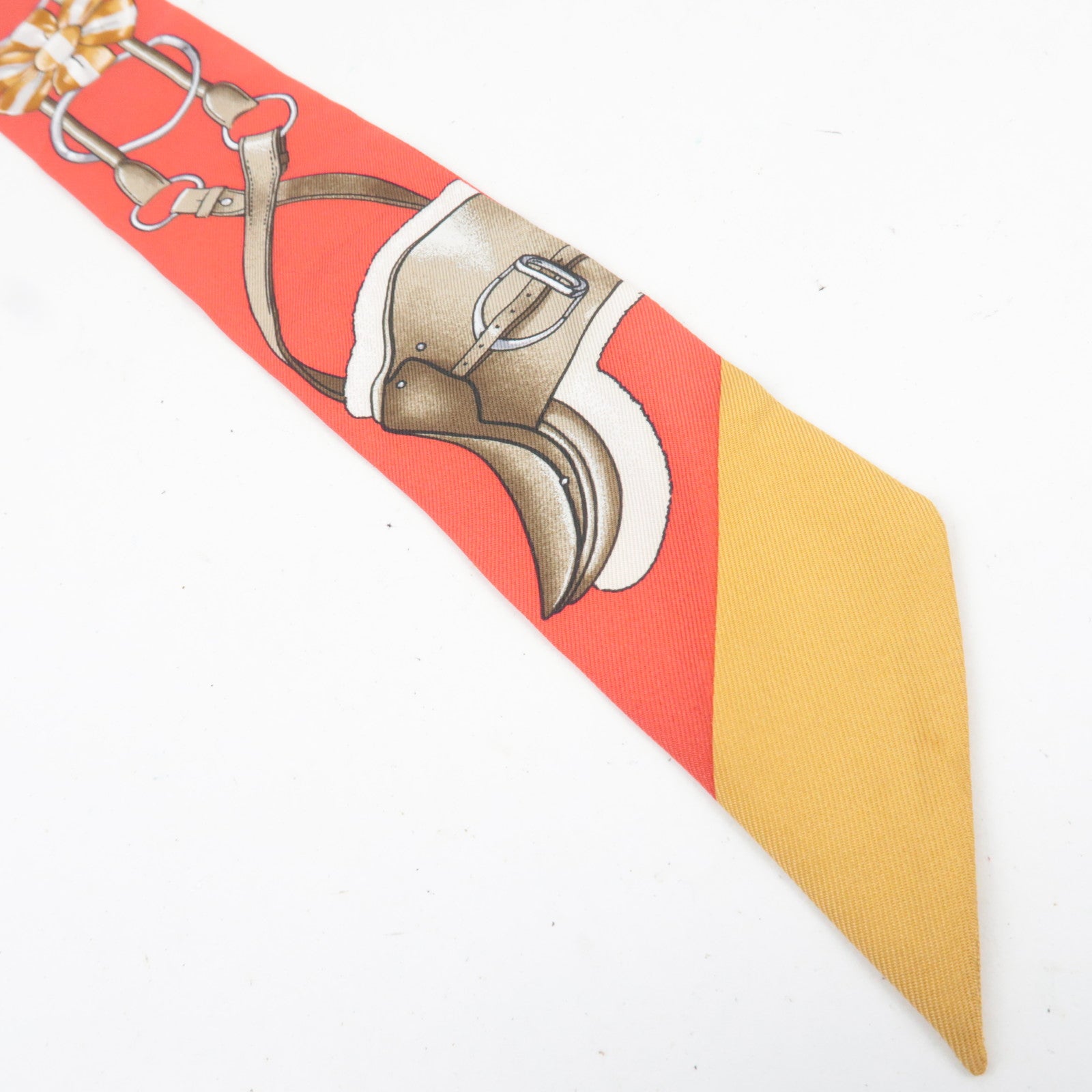 HERMES Twilly Scarf Jumping 100% Silk Red