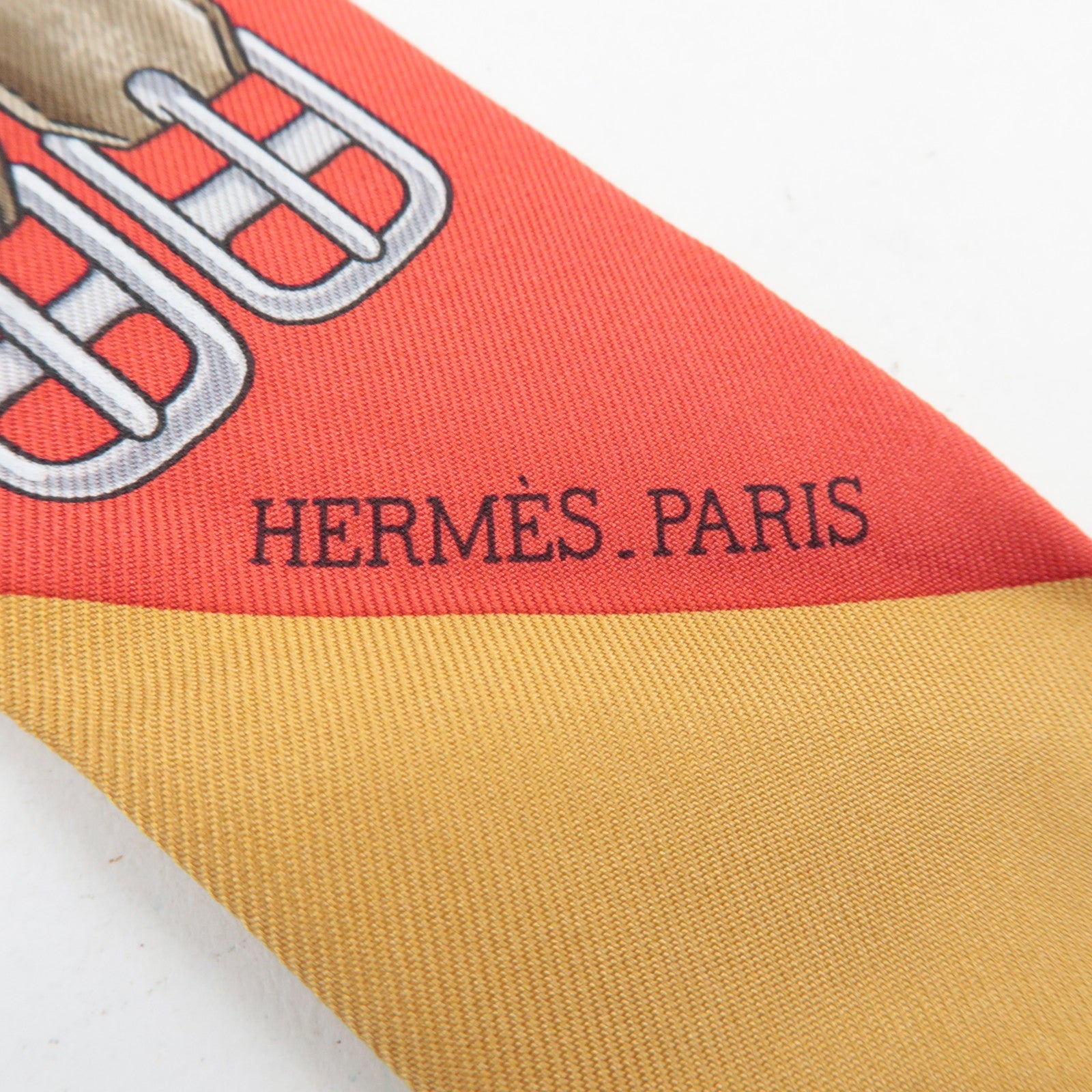 HERMES Twilly Scarf Jumping 100% Silk Red