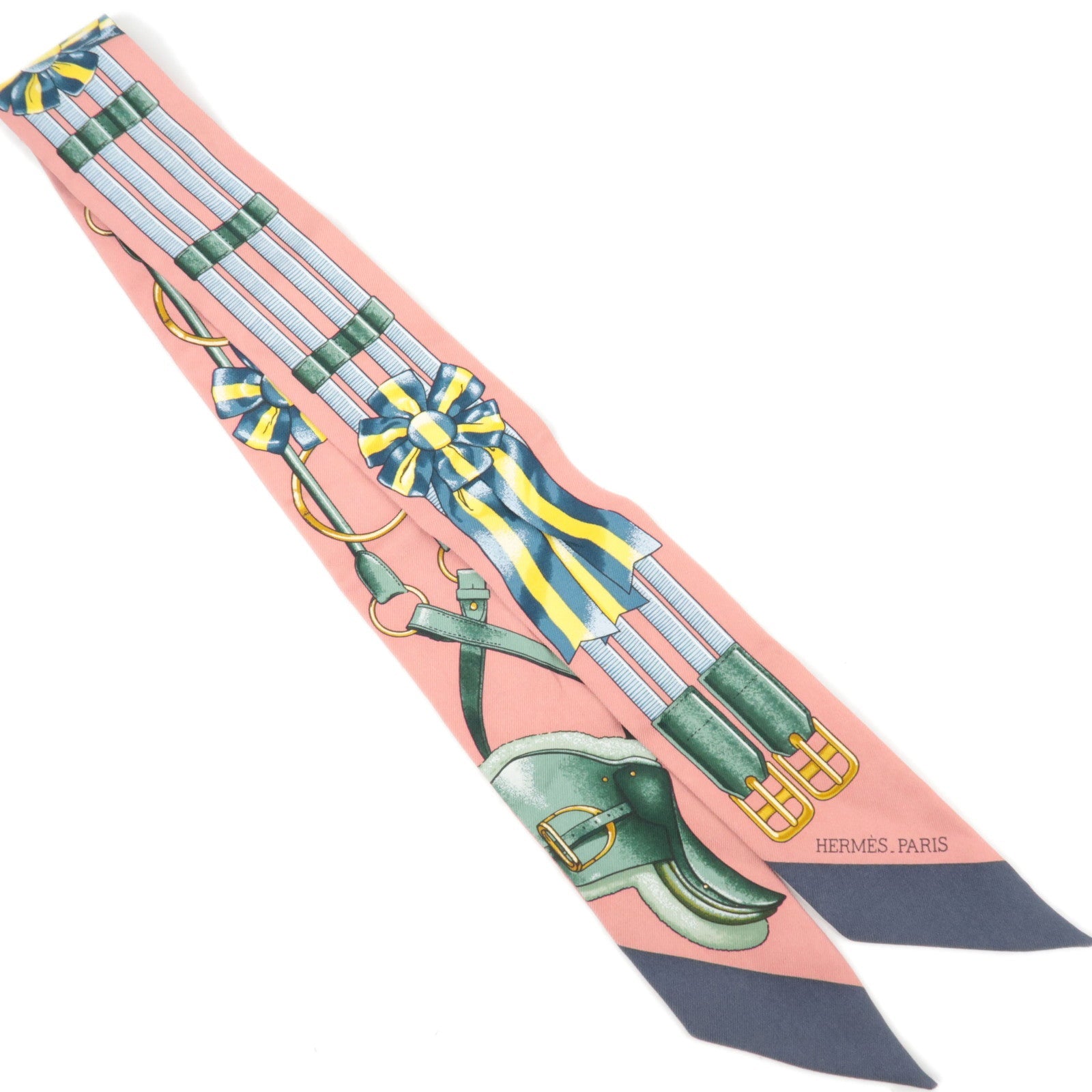 HERMES Twilly Scarf Jumping 100% Silk Pink84100