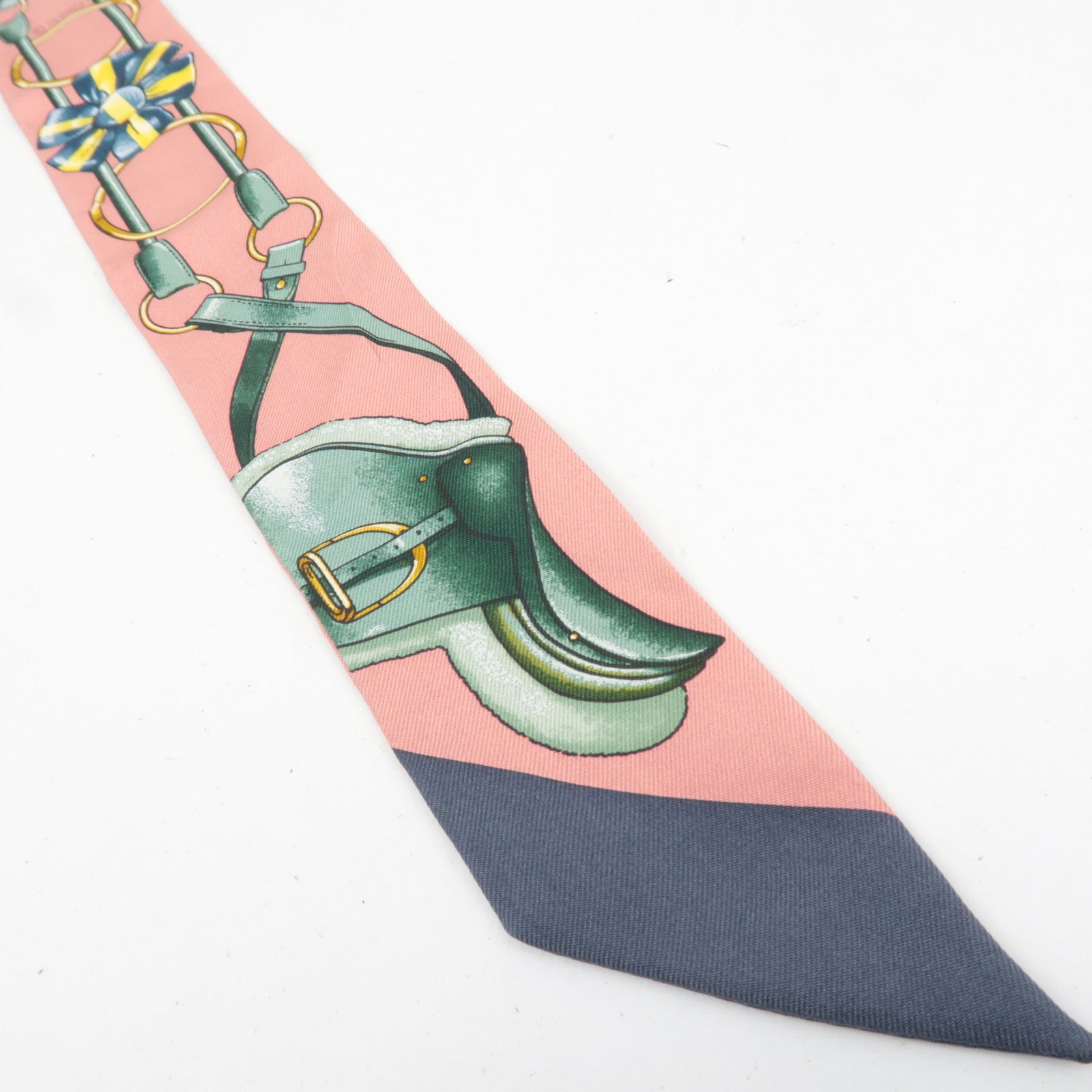 HERMES Twilly Scarf Jumping 100% Silk Pink