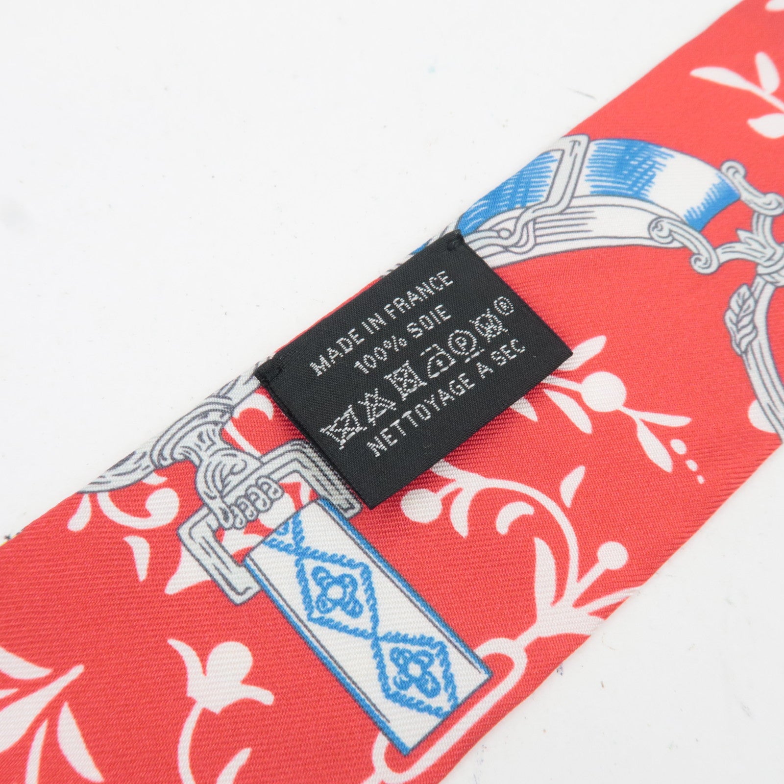 HERMES Twilly Scarf Etriers Remix 100% Silk Red *Box