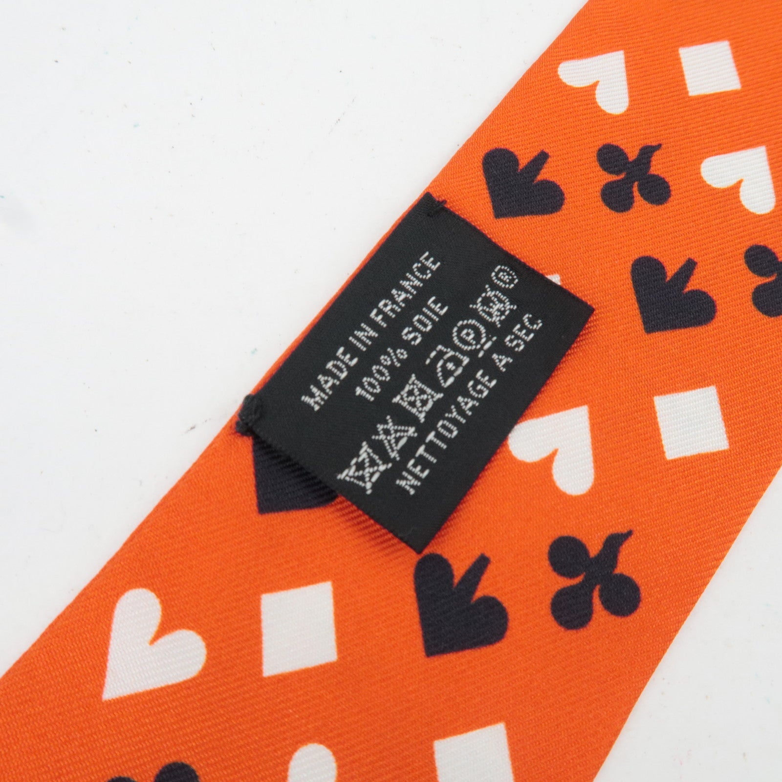 HERMES Twilly Scarf JEU DE CARTES 100% Silk Orange *Box