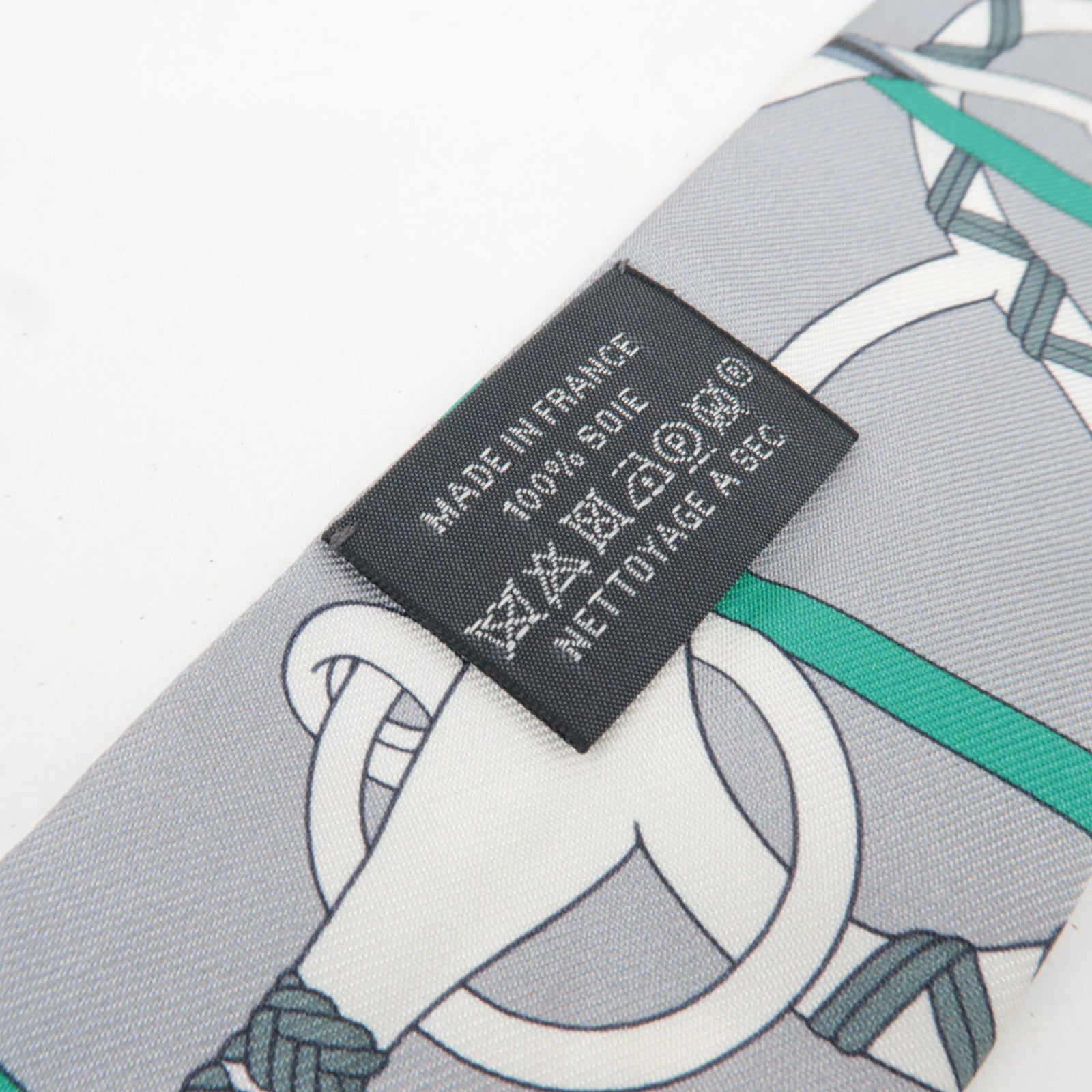 HERMES Twilly Scarf Panoplie Equestre 100% Silk Gray