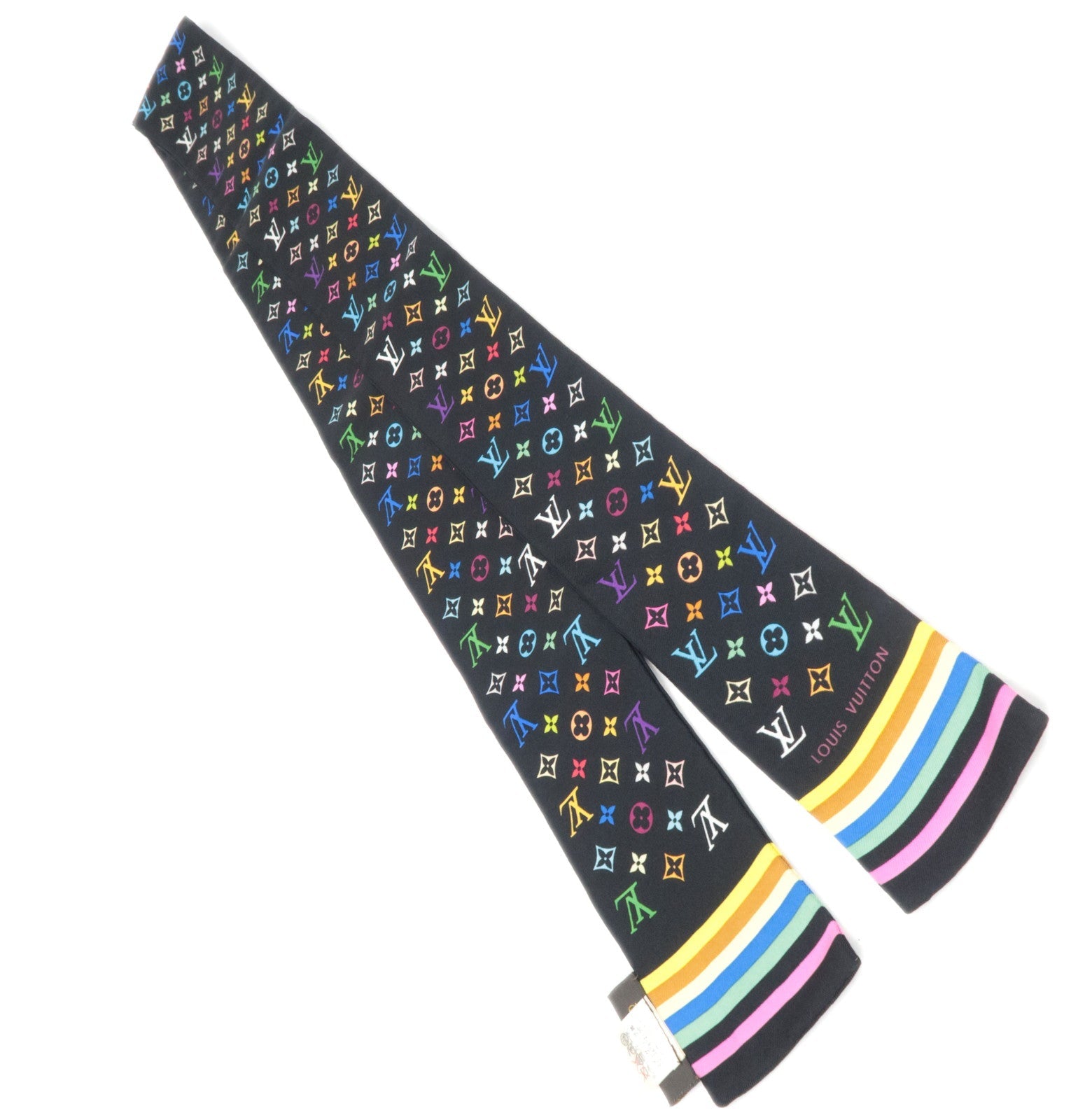Louis Vuitton Monogram Multicolore Bandeau Scarf 100% Silk Noir M7199284155
