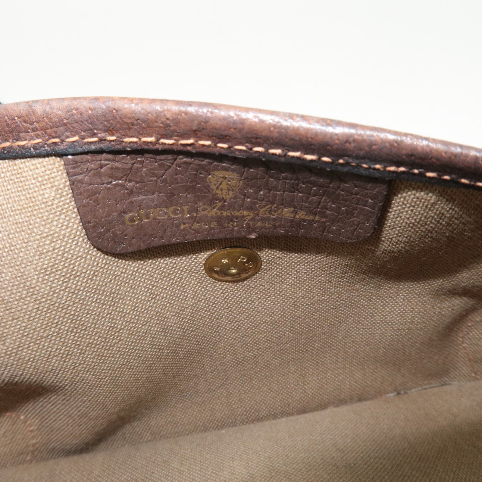 GUCCI Old Gucci Sherry GG Plus Leather Pouch Beige Brown 89.01.021