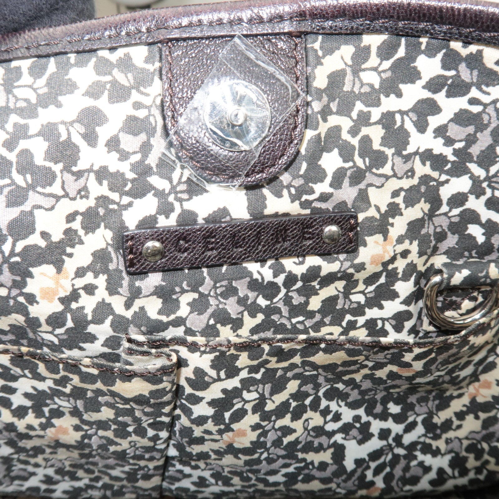 CELINE Paris Macadam Denim Leather Shoulder Bag Black