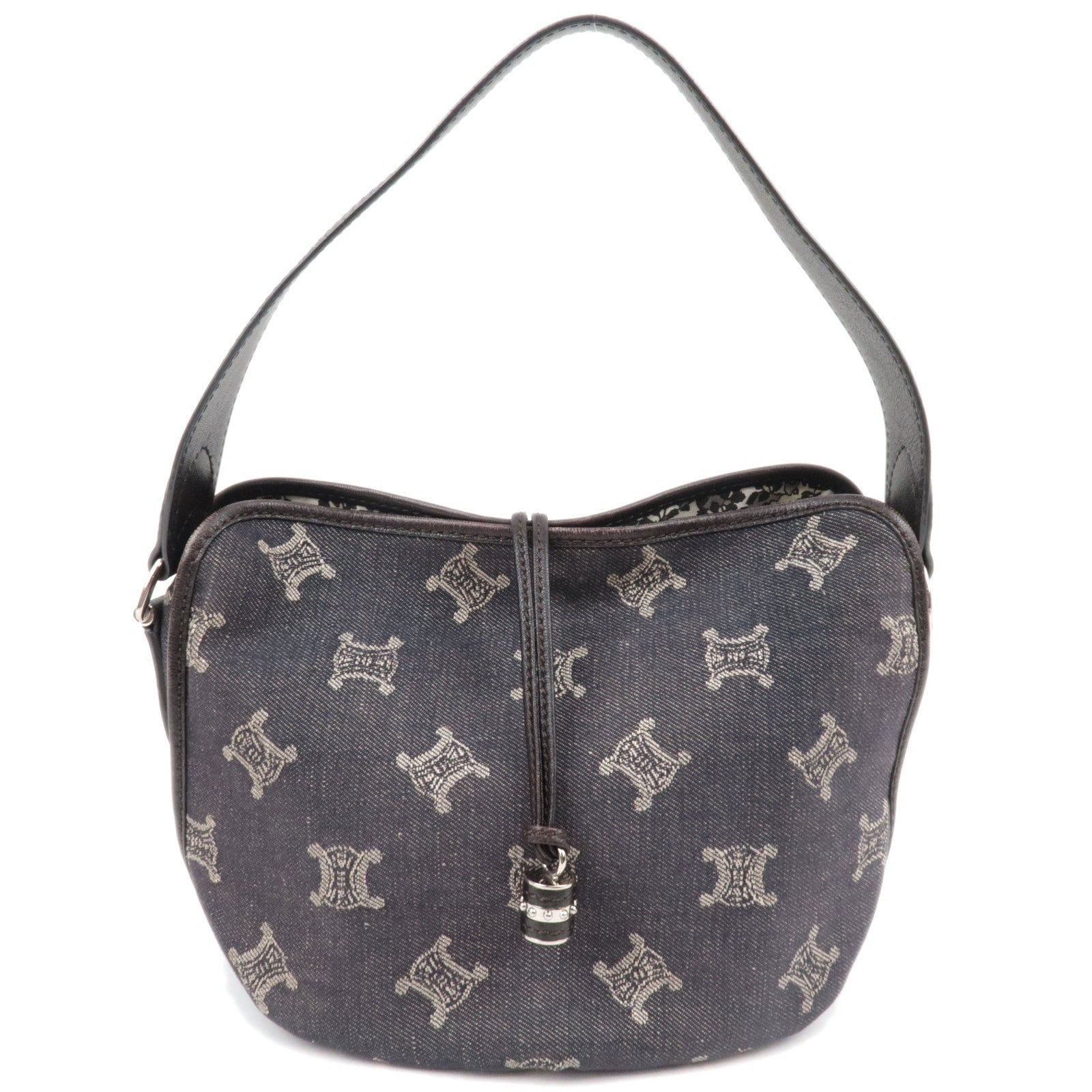 CELINE Paris Macadam Denim Leather Shoulder Bag Black84177