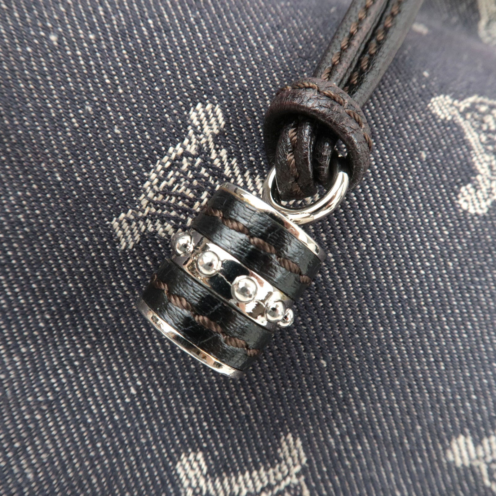 CELINE Paris Macadam Denim Leather Shoulder Bag Black