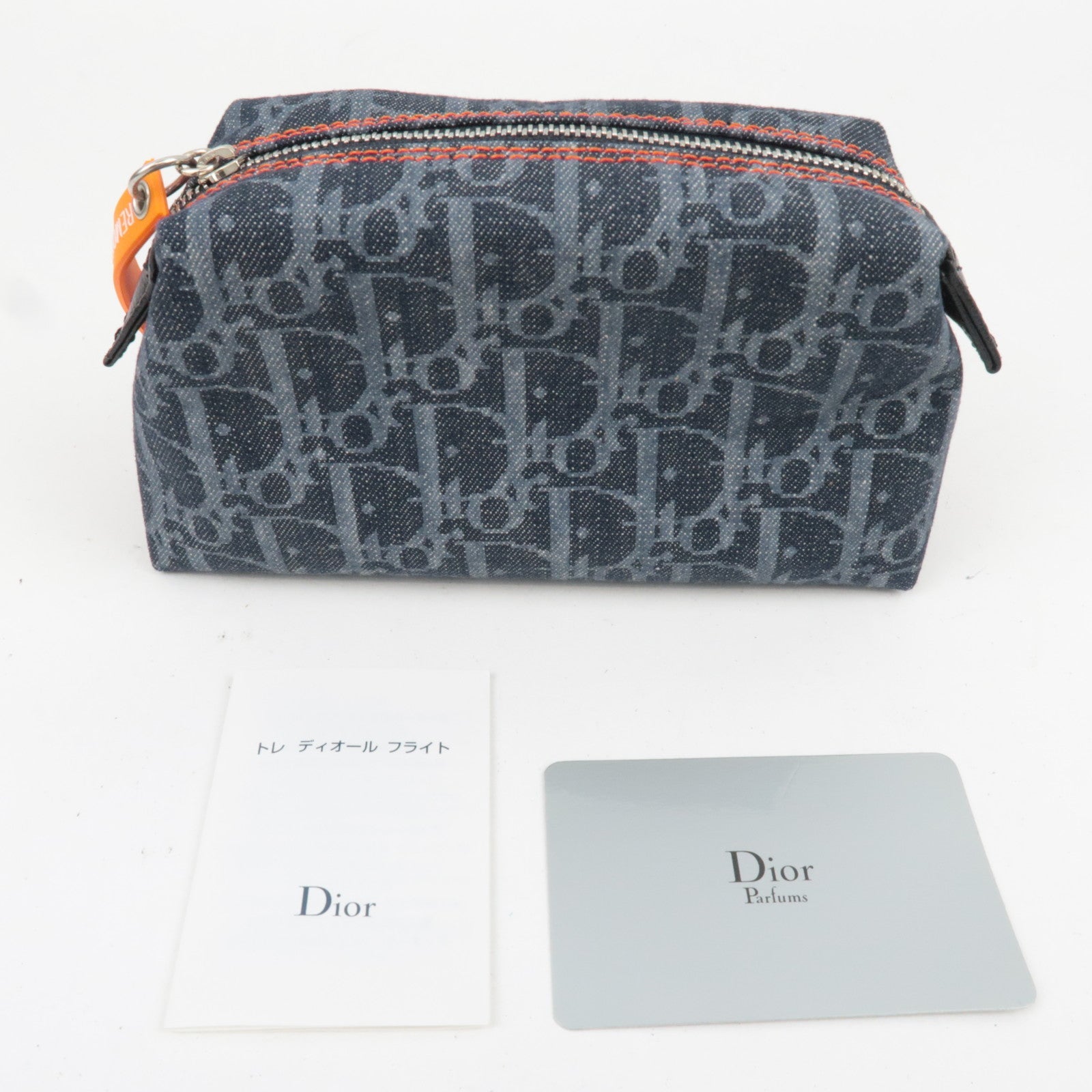 Christian Dior Trotter Flight Cosmetic Pouch Denim Navy