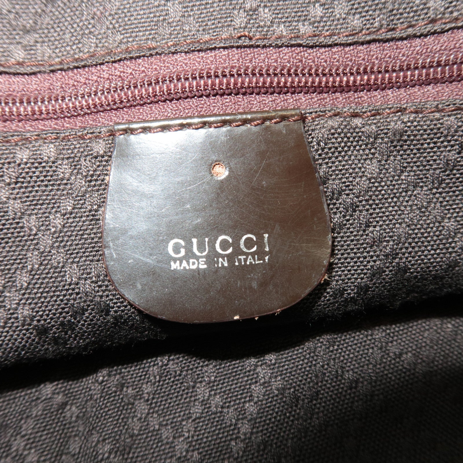 GUCCI Bamboo Nylon Canvas Patent Handbag Brown 002.2854.0412.5