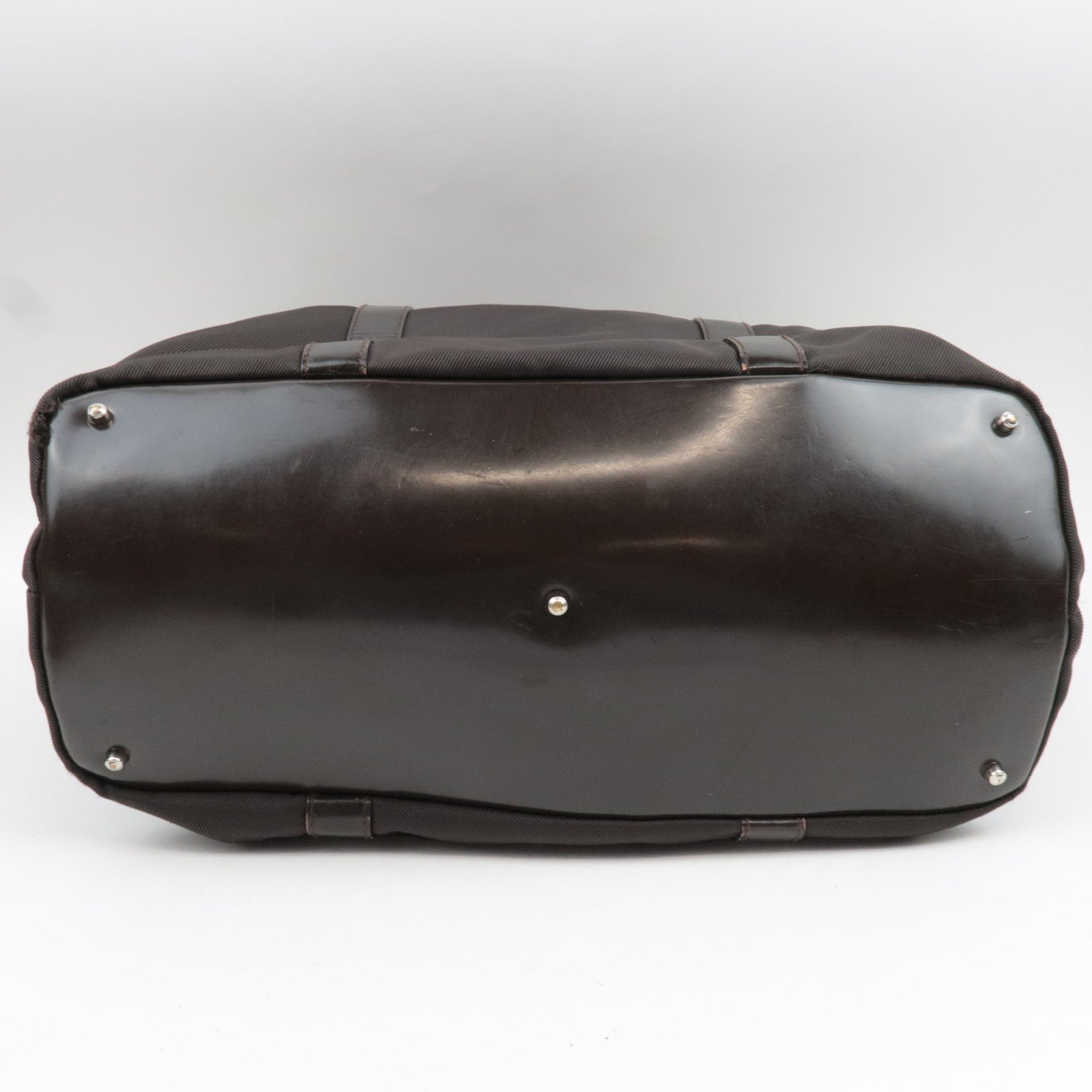 GUCCI Bamboo Nylon Canvas Patent Handbag Brown 002.2854.0412.5