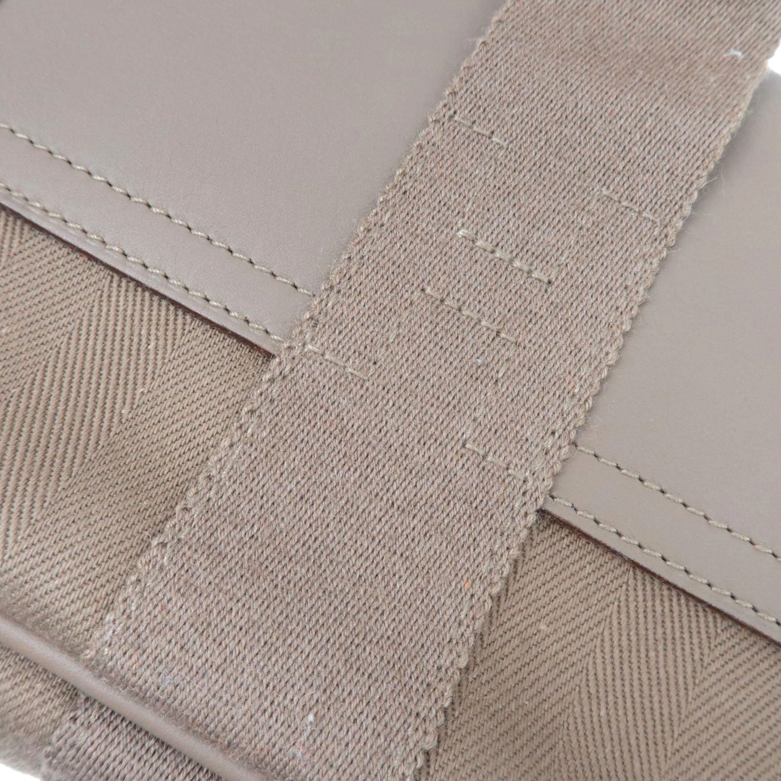 HERMES Valparaiso Long PM Toile Chevron Leather Handbag □J Stamp (2006) Etoupe *Dust bag, Pouch