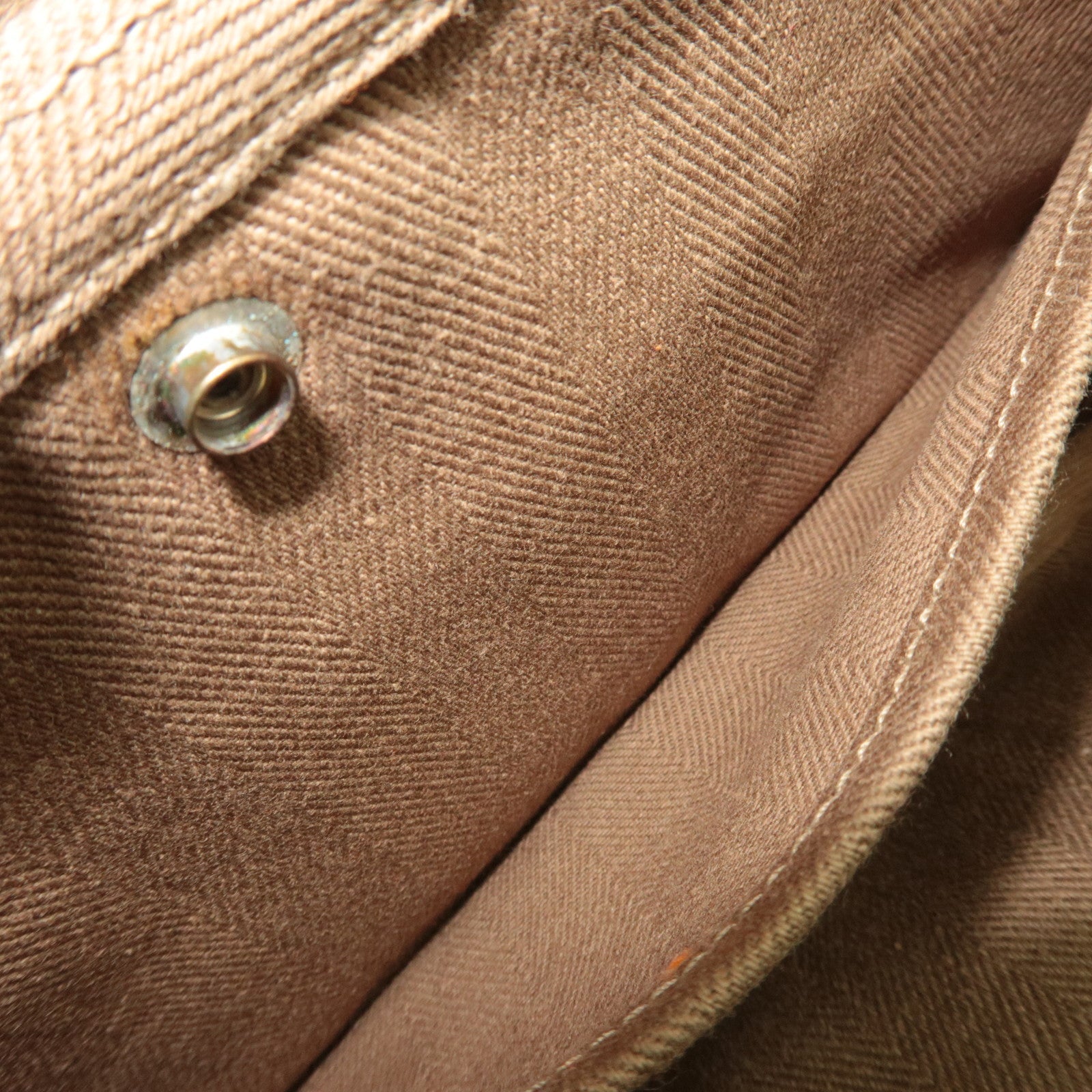 HERMES Valparaiso Long PM Toile Chevron Leather Handbag □J Stamp (2006) Etoupe *Dust bag, Pouch