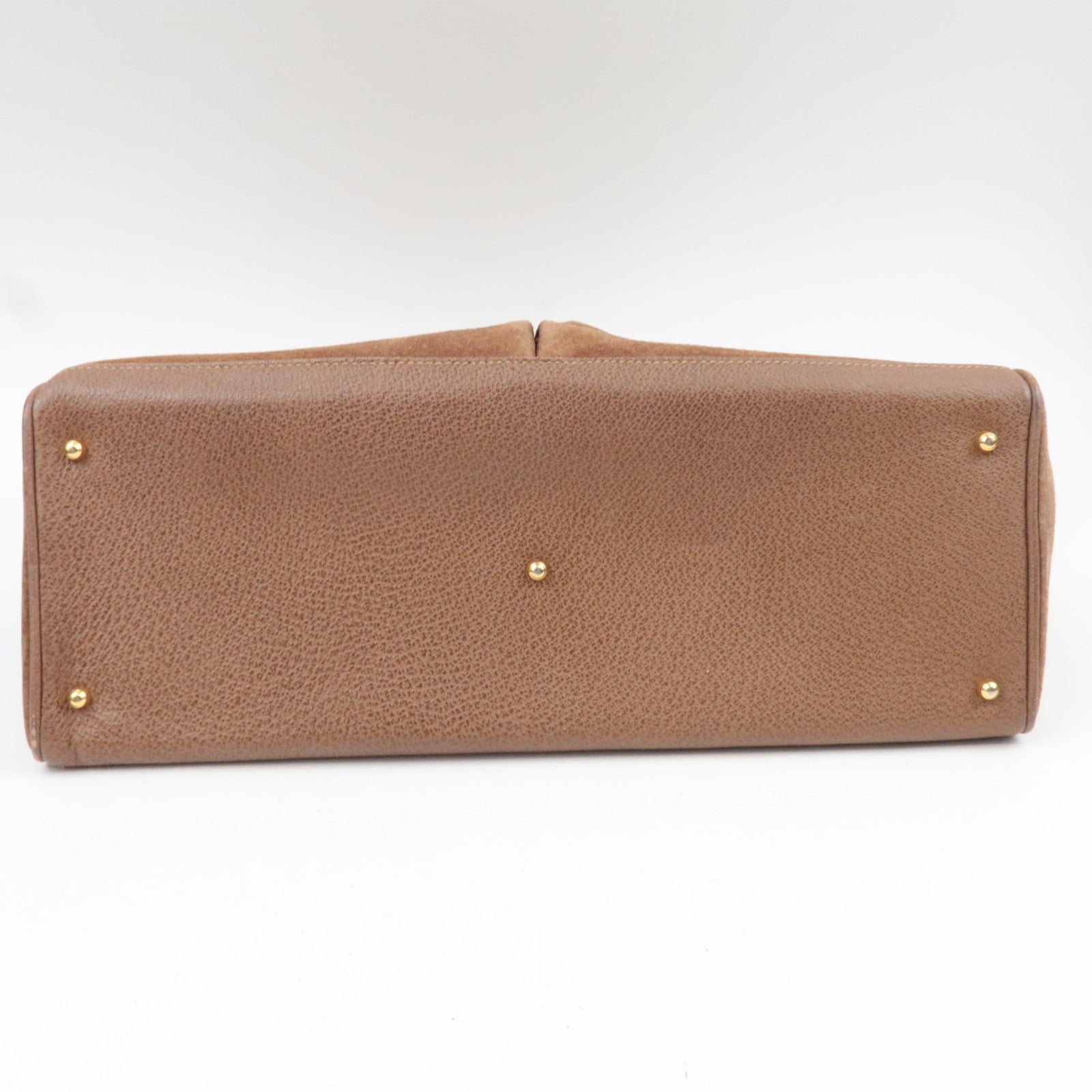 GUCCI Bamboo Suede Leather Handbag Brown 002.2855.0322.0