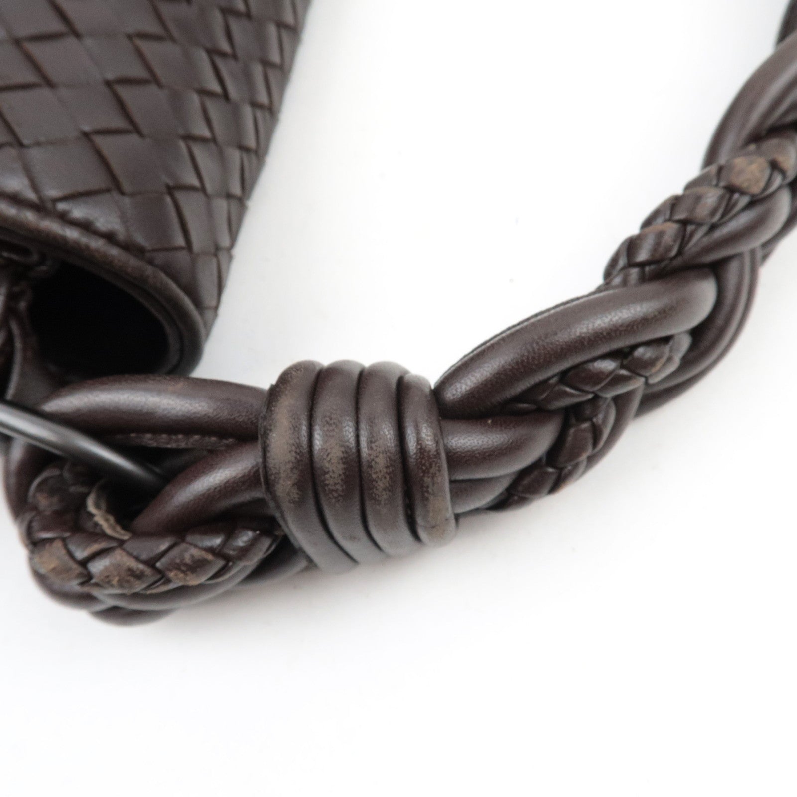 BOTTEGA VENETA Intrecciato Flap Leather Shoulder Bag Brown 145195