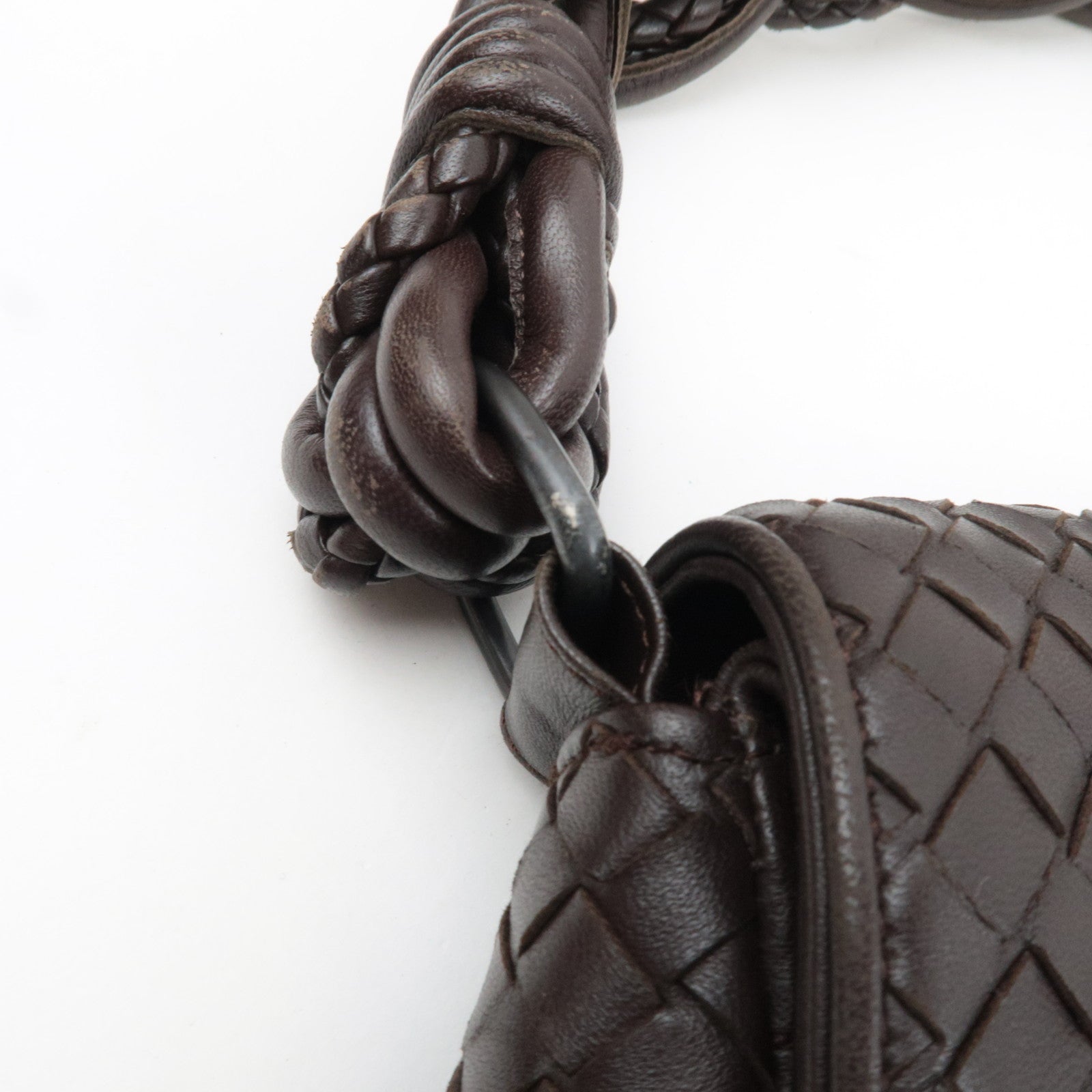 BOTTEGA VENETA Intrecciato Flap Leather Shoulder Bag Brown 145195