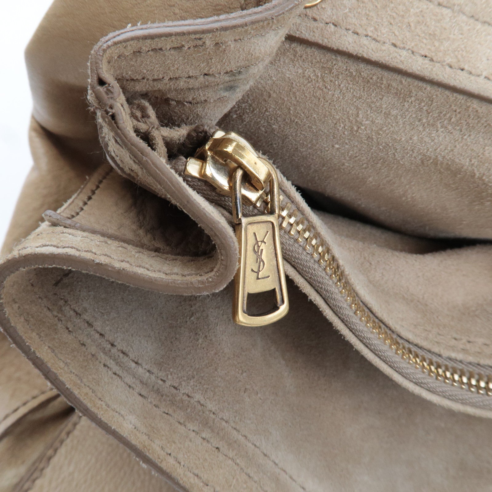 SAINT LAURENT YSL Muse Two Leather Suede Handbag Beige 197149