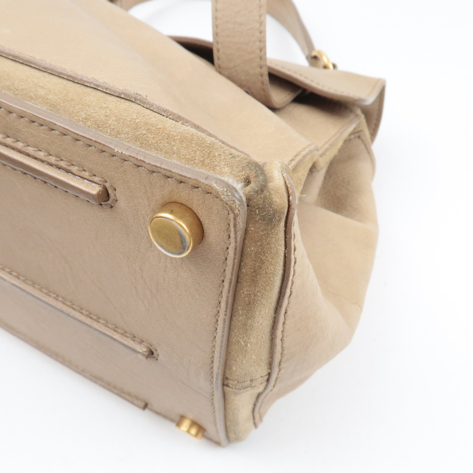 SAINT LAURENT YSL Muse Two Leather Suede Handbag Beige 197149