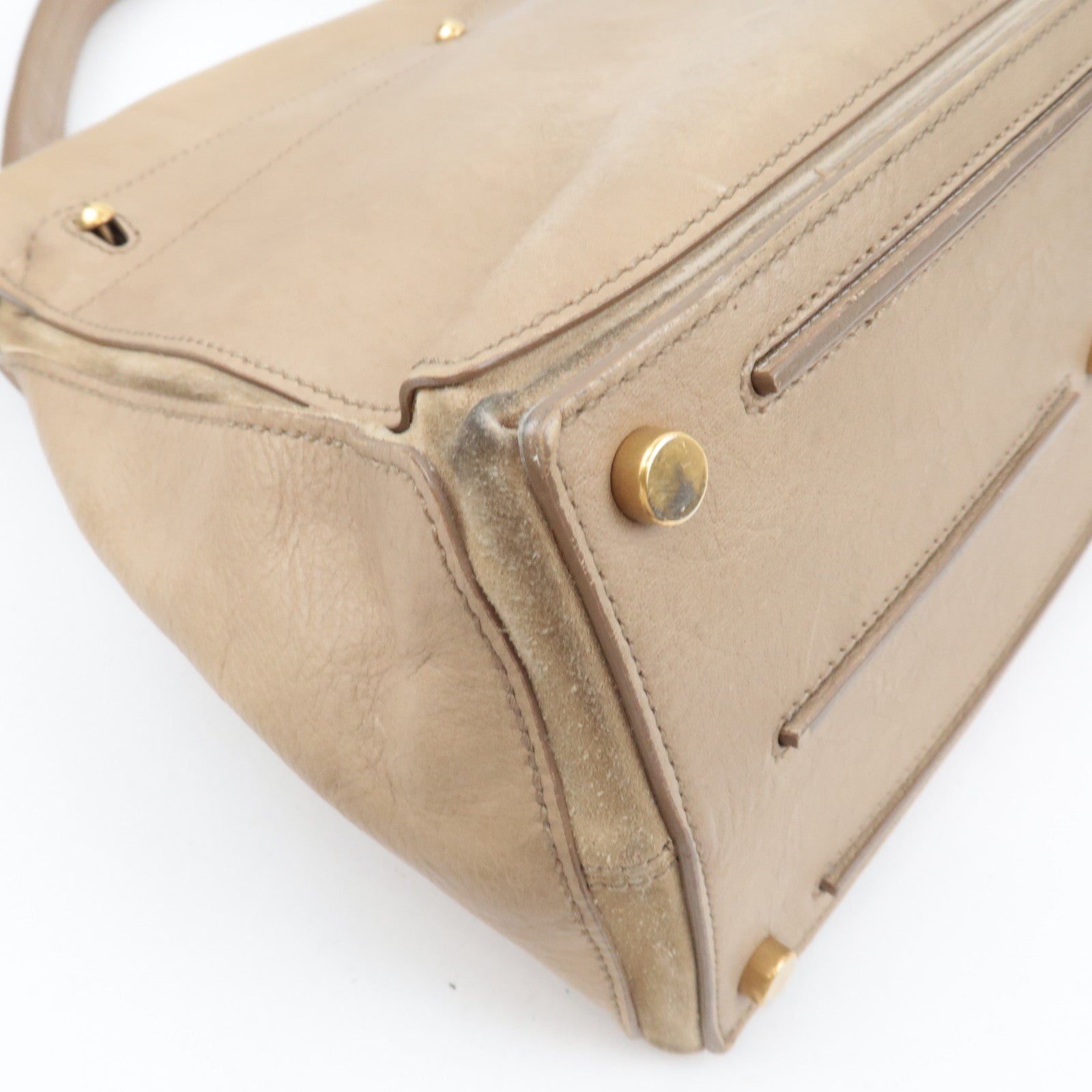 SAINT LAURENT YSL Muse Two Leather Suede Handbag Beige 197149