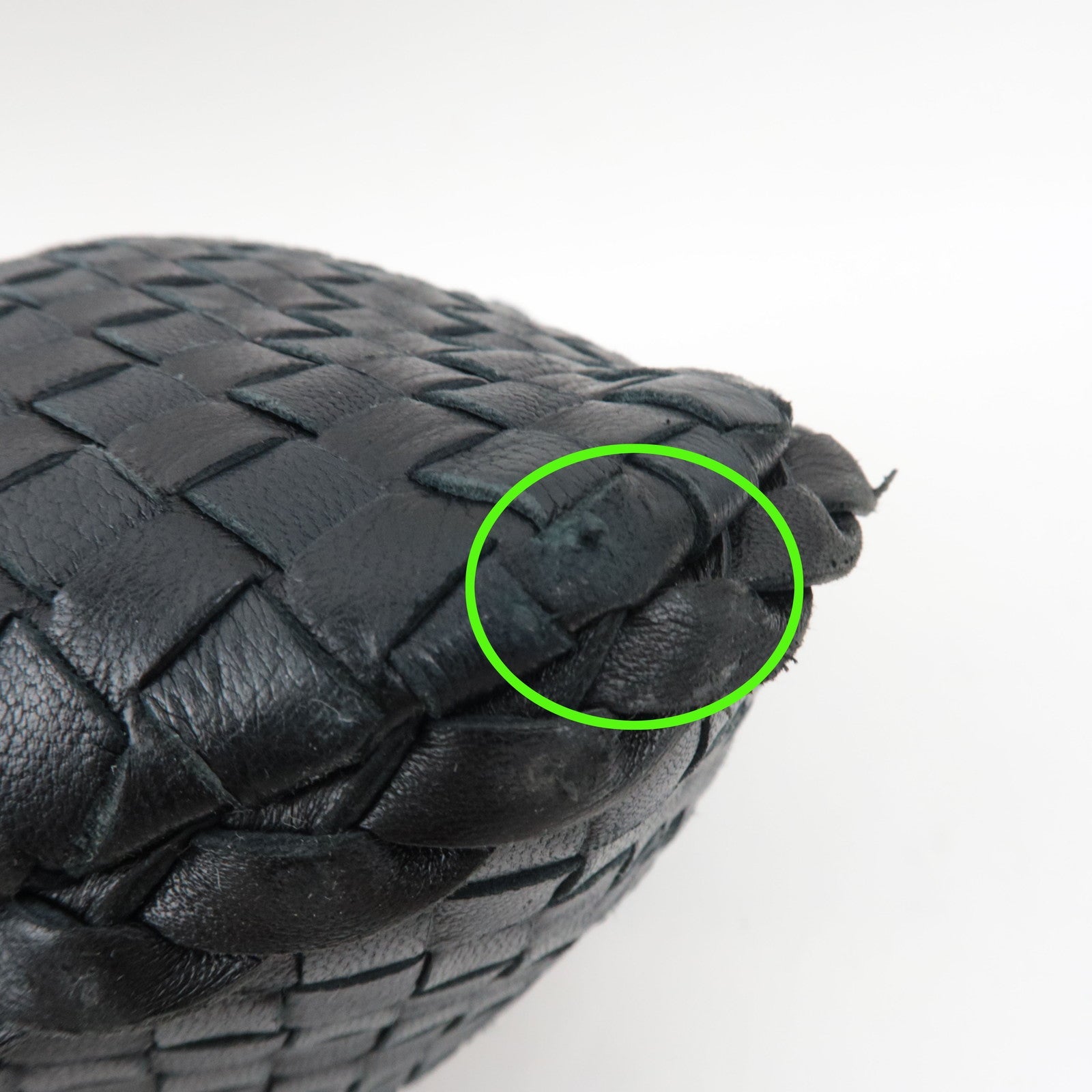 BOTTEGA VENETA Intrecciato Hobo Bag Leather Handbag Black 115654 *Mirror, Dust bag